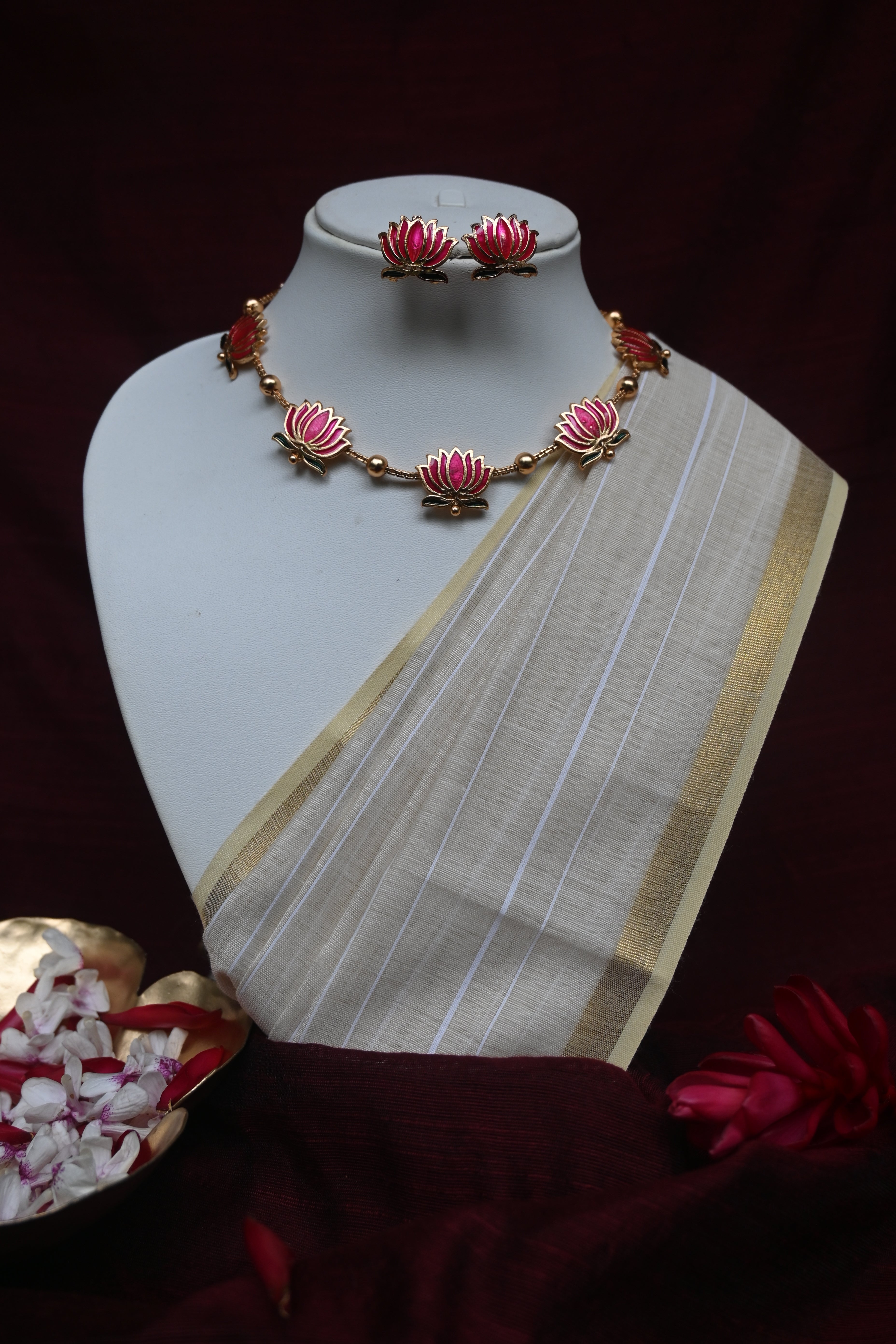 Padmini - Lotus Motif Necklace Set