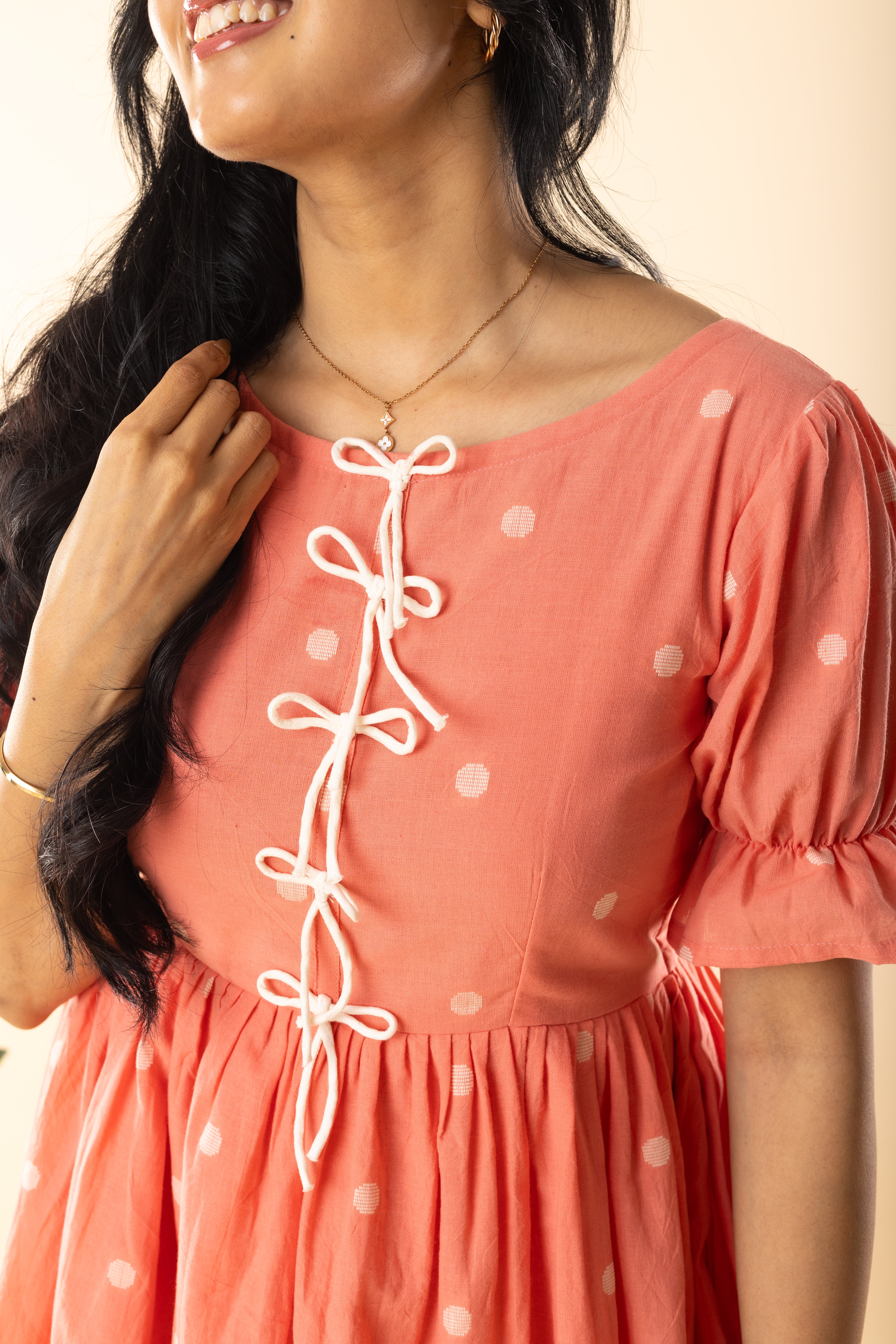 Berry Girl - Orange Handloom Cotton Dress