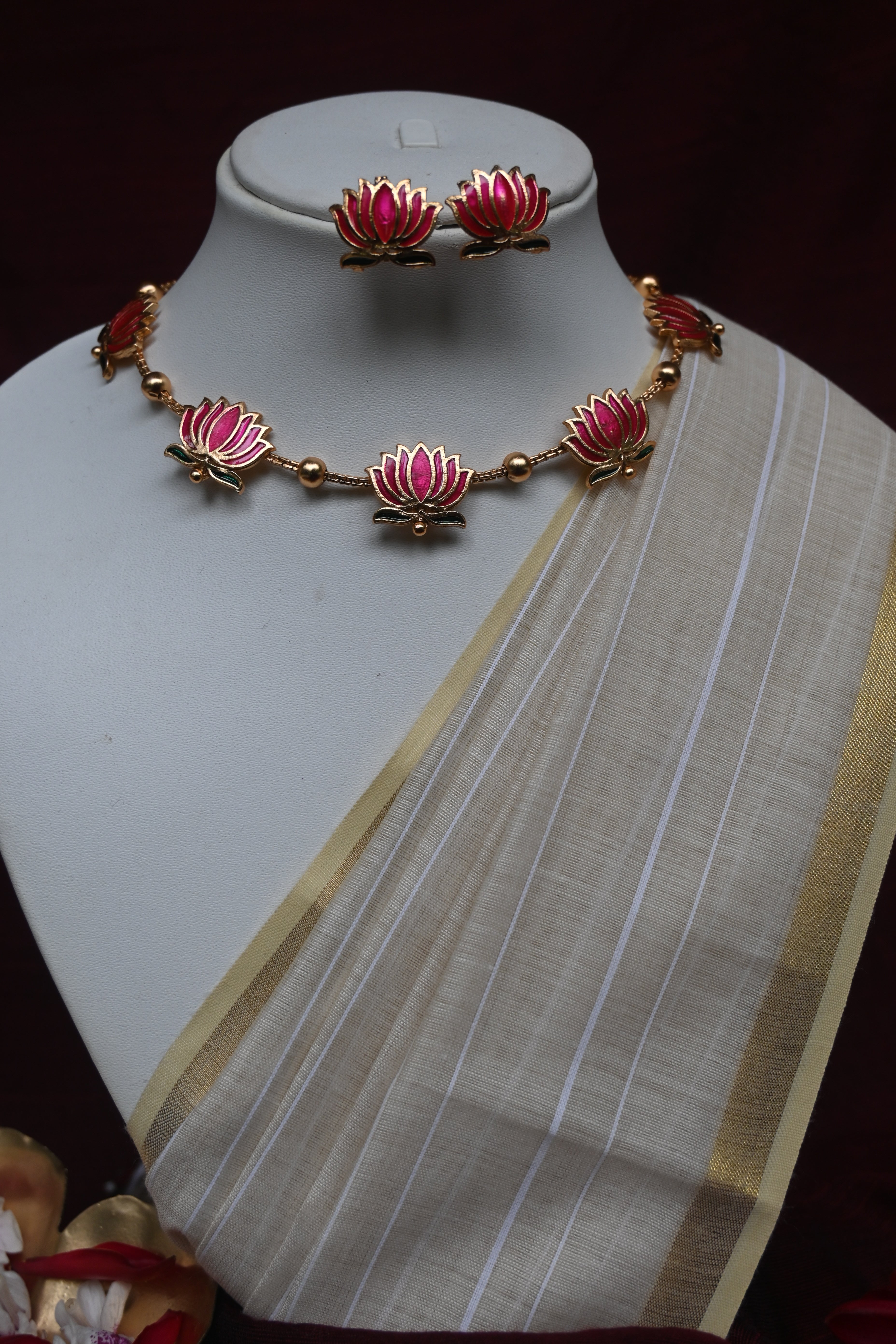 Padmini - Lotus Motif Necklace Set
