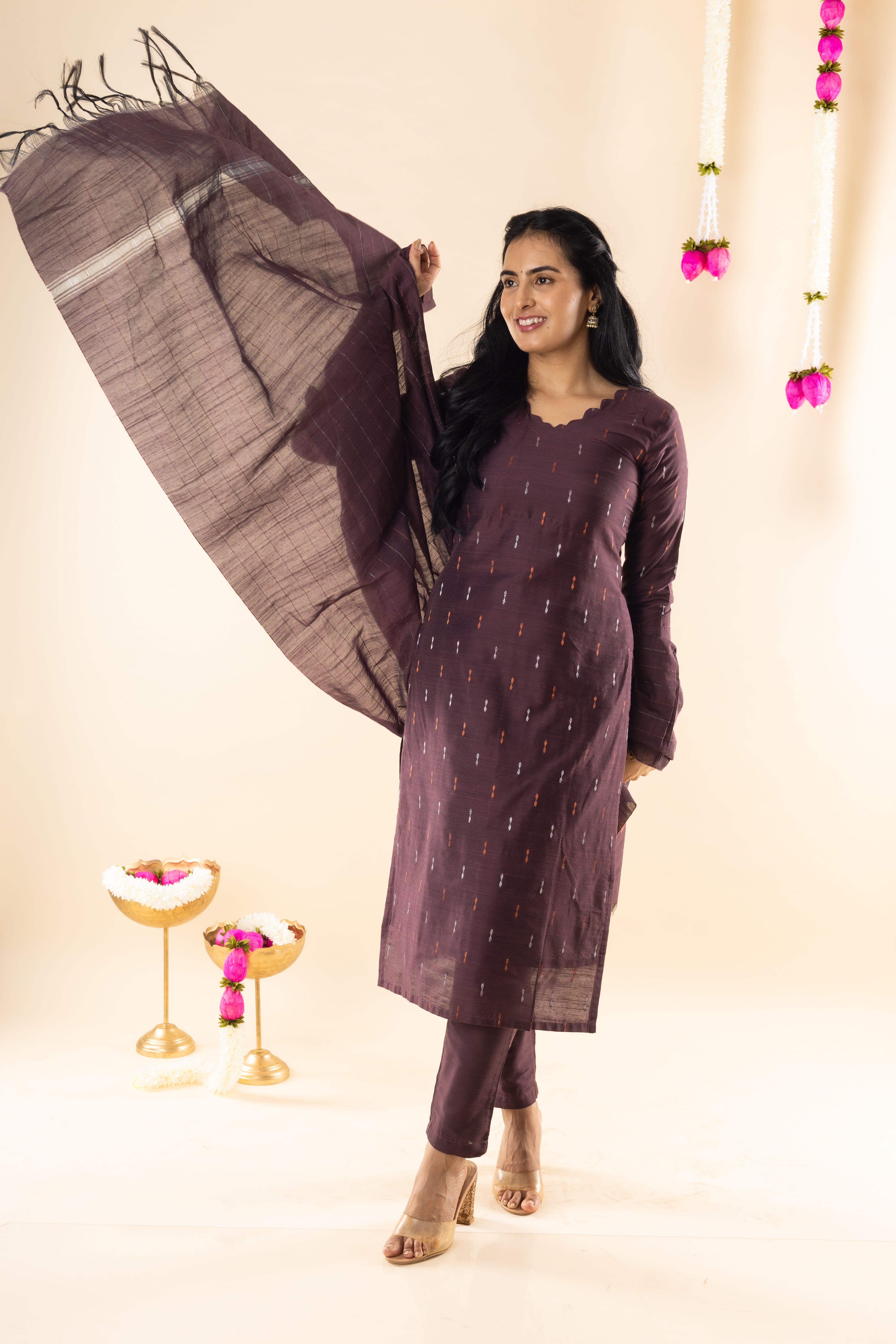 Ellora - Brown Dupion Silk Kurta Set