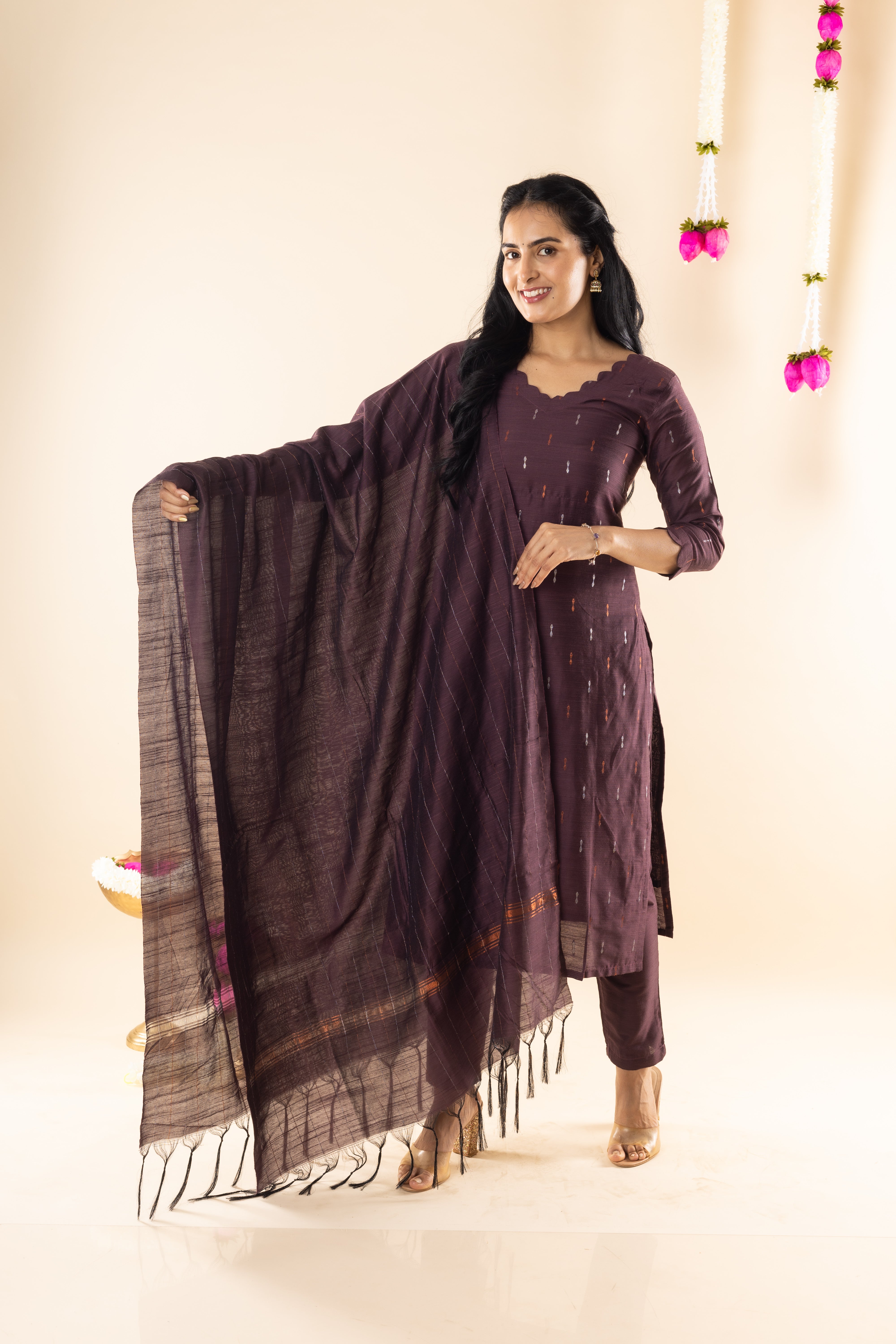 Ellora - Brown Dupion Silk Kurta Set