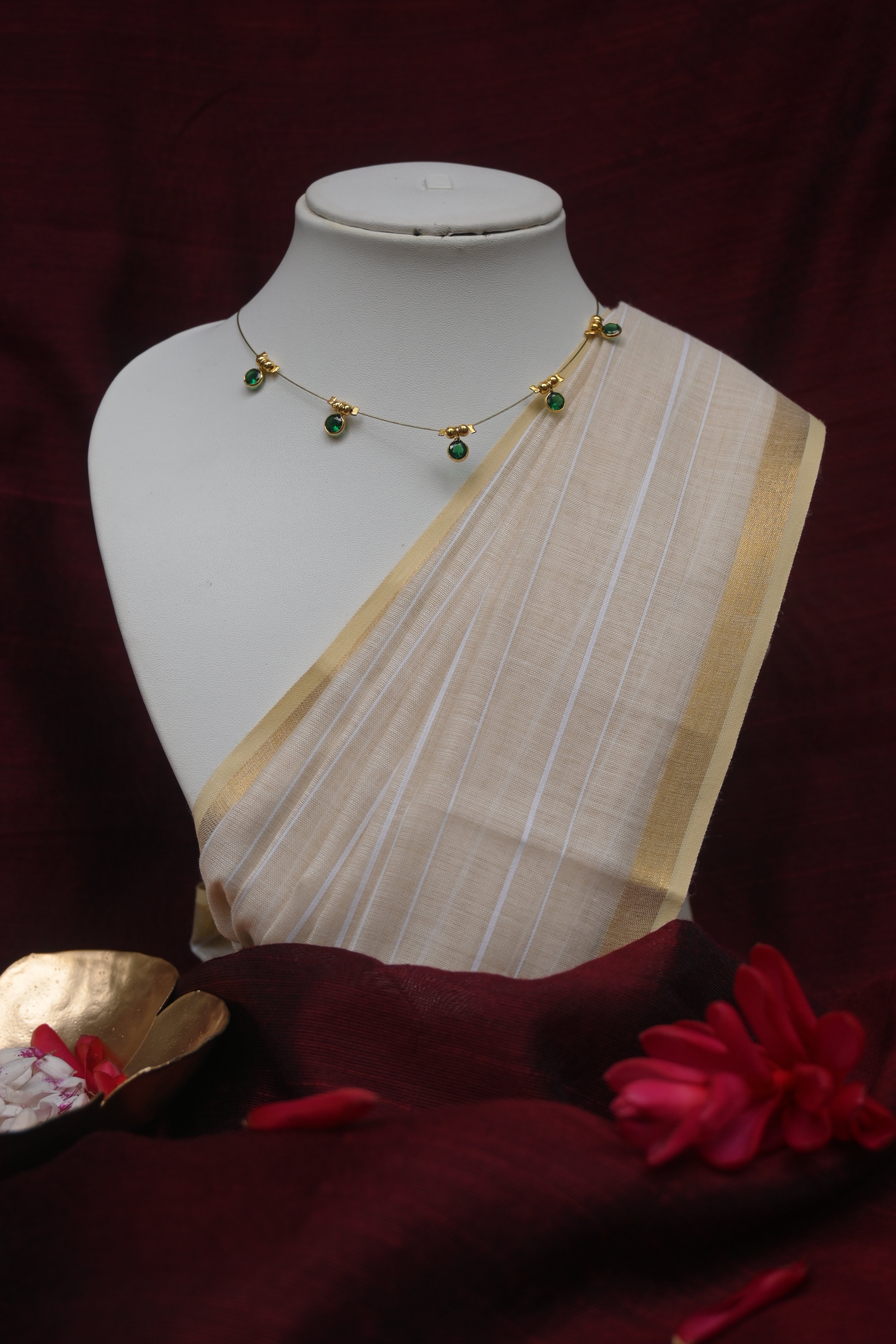 Ishani - Minimalist Green Gemstone Invisible Chain