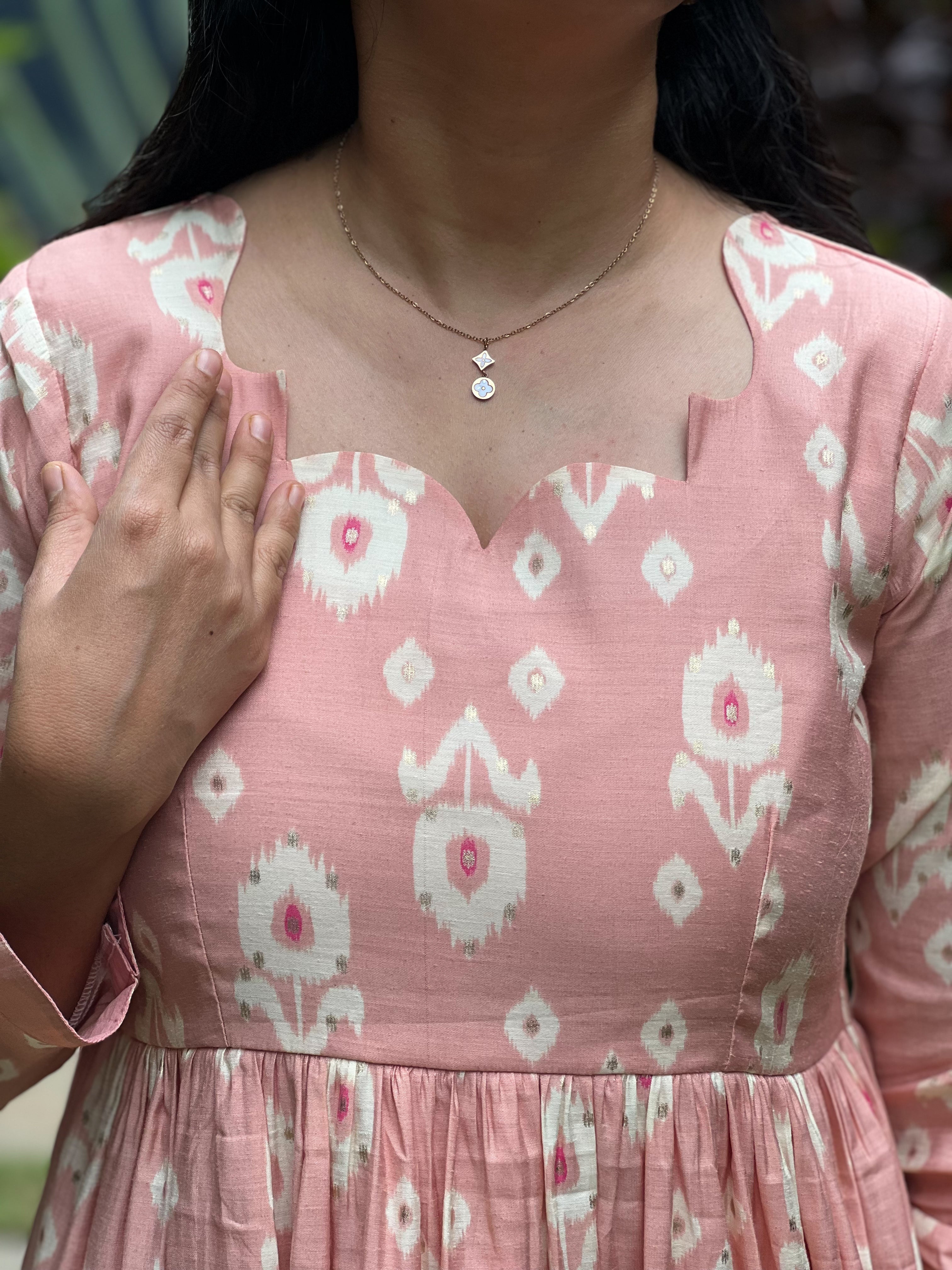 Noble Lady - Pink Semi Silk 3-Tier Dress