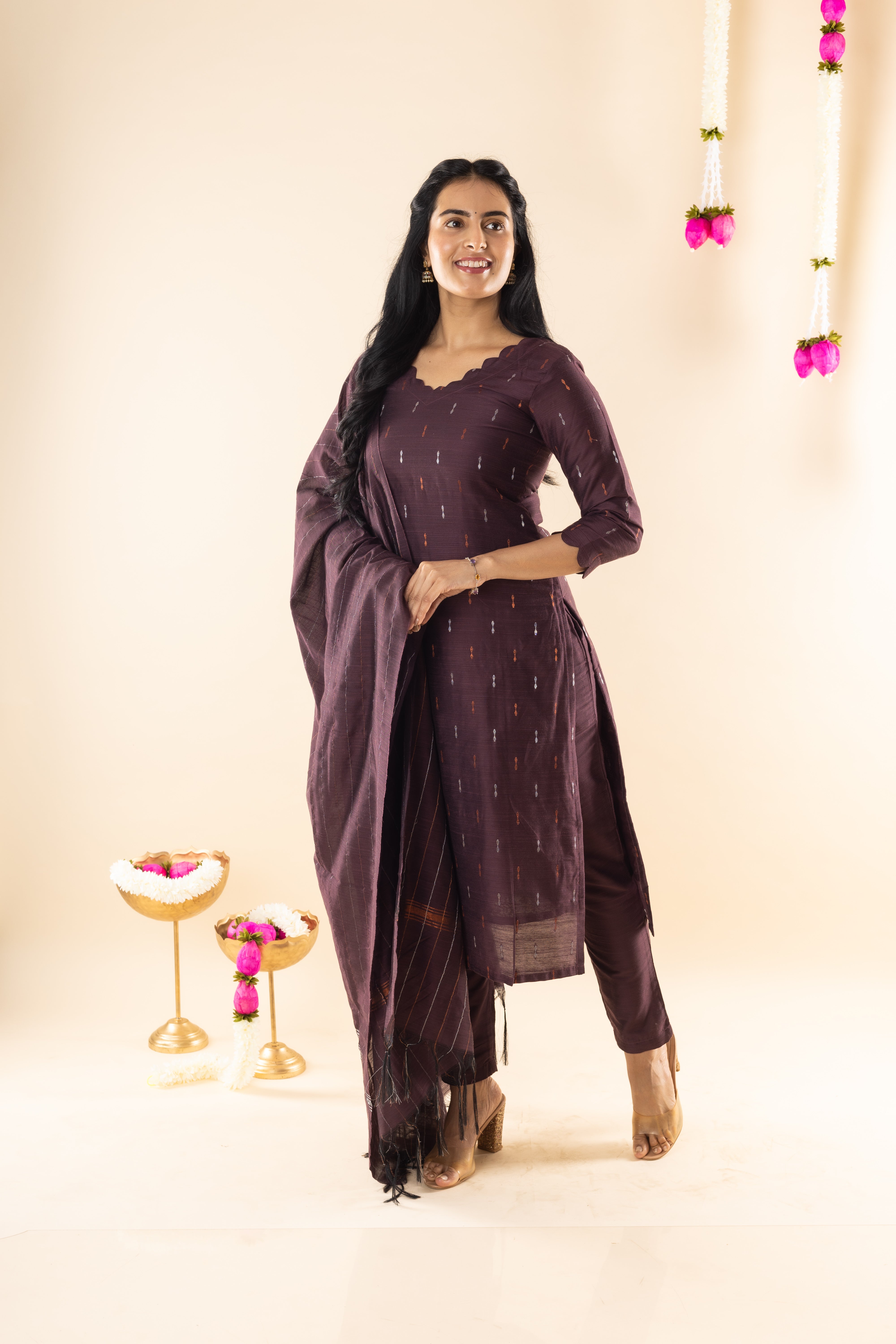 Ellora - Brown Dupion Silk Kurta Set