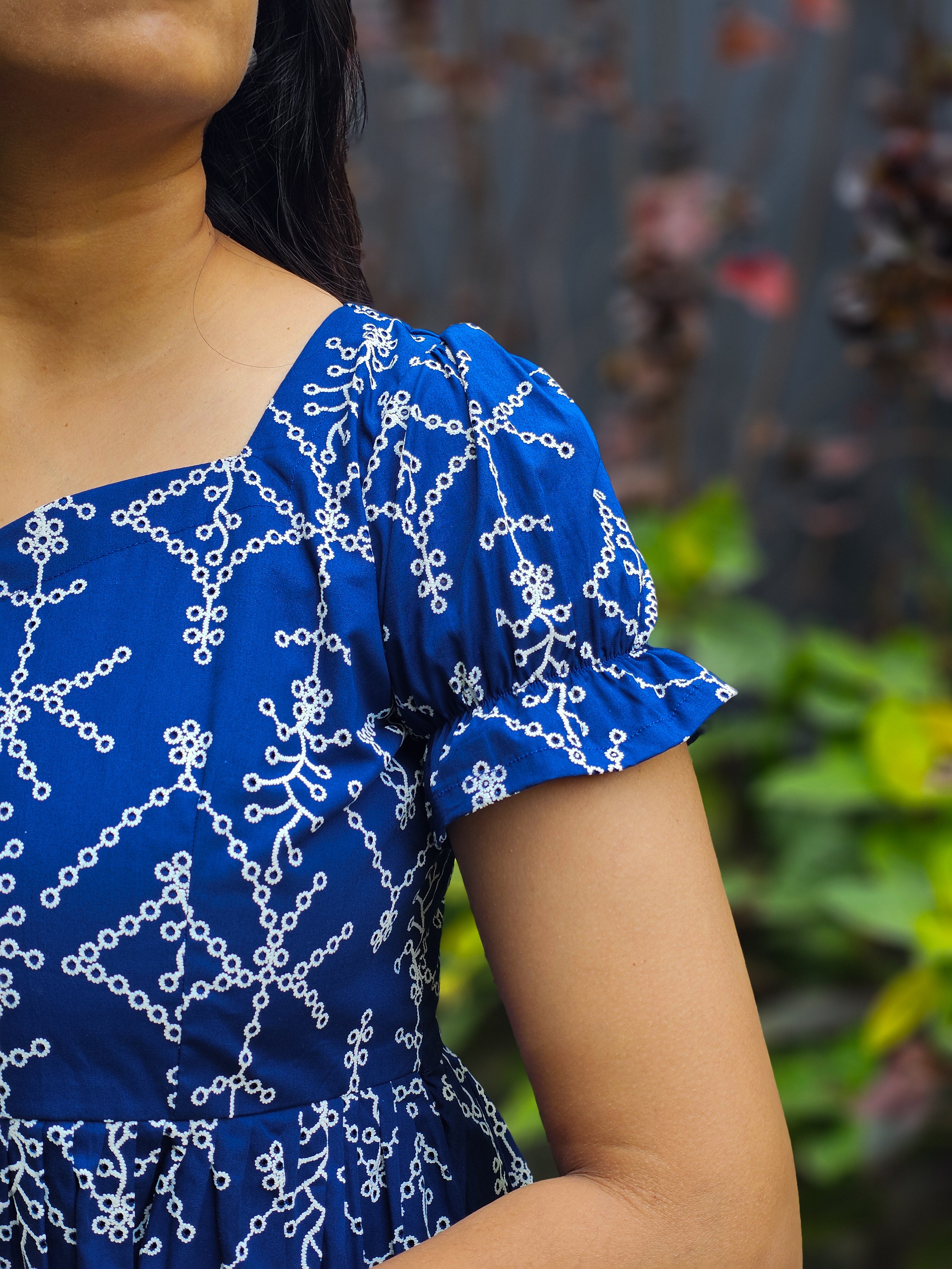 JENNY - Royal Blue Hakoba Print Top