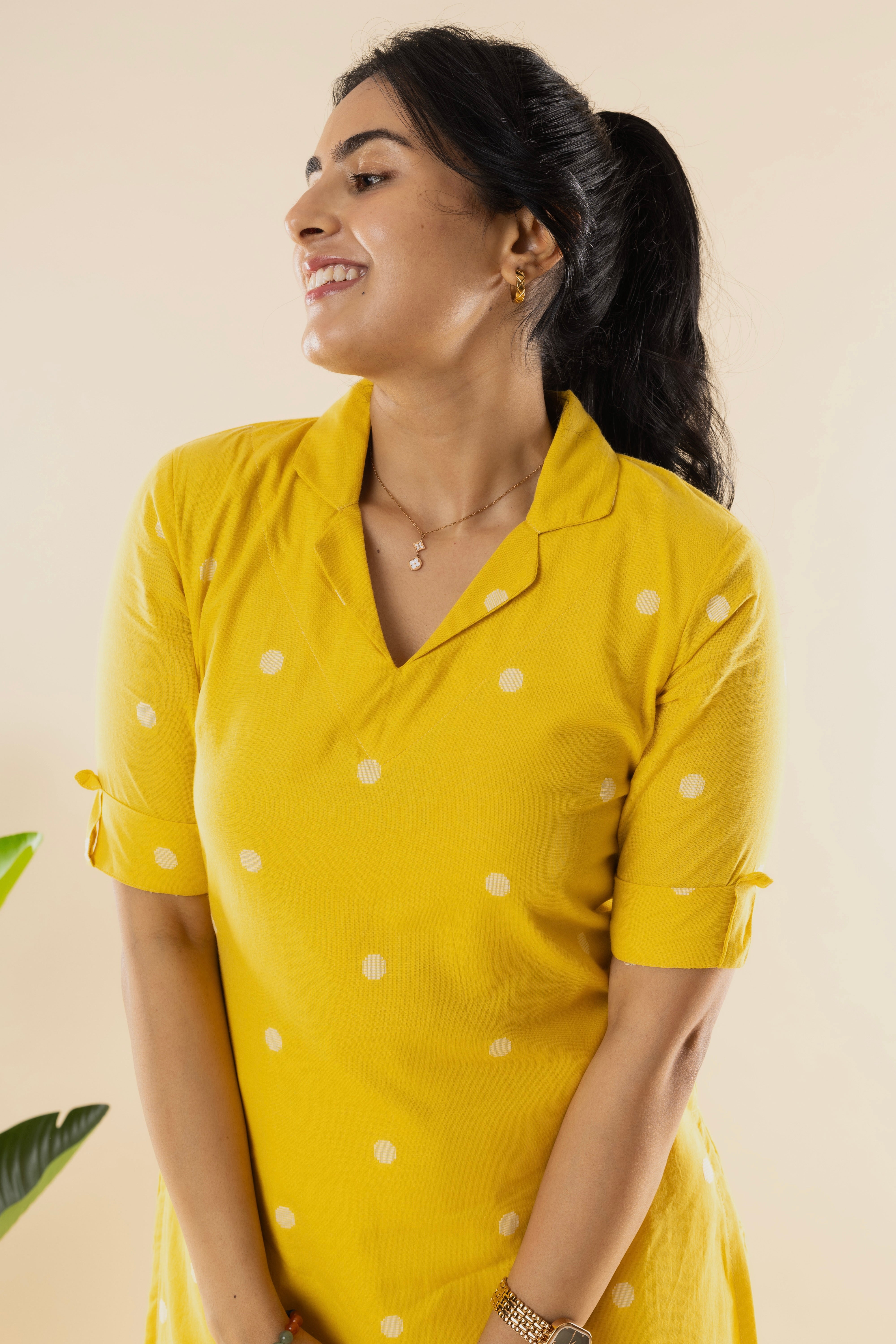 LISA - Yellow Handloom Cotton Kurta Set