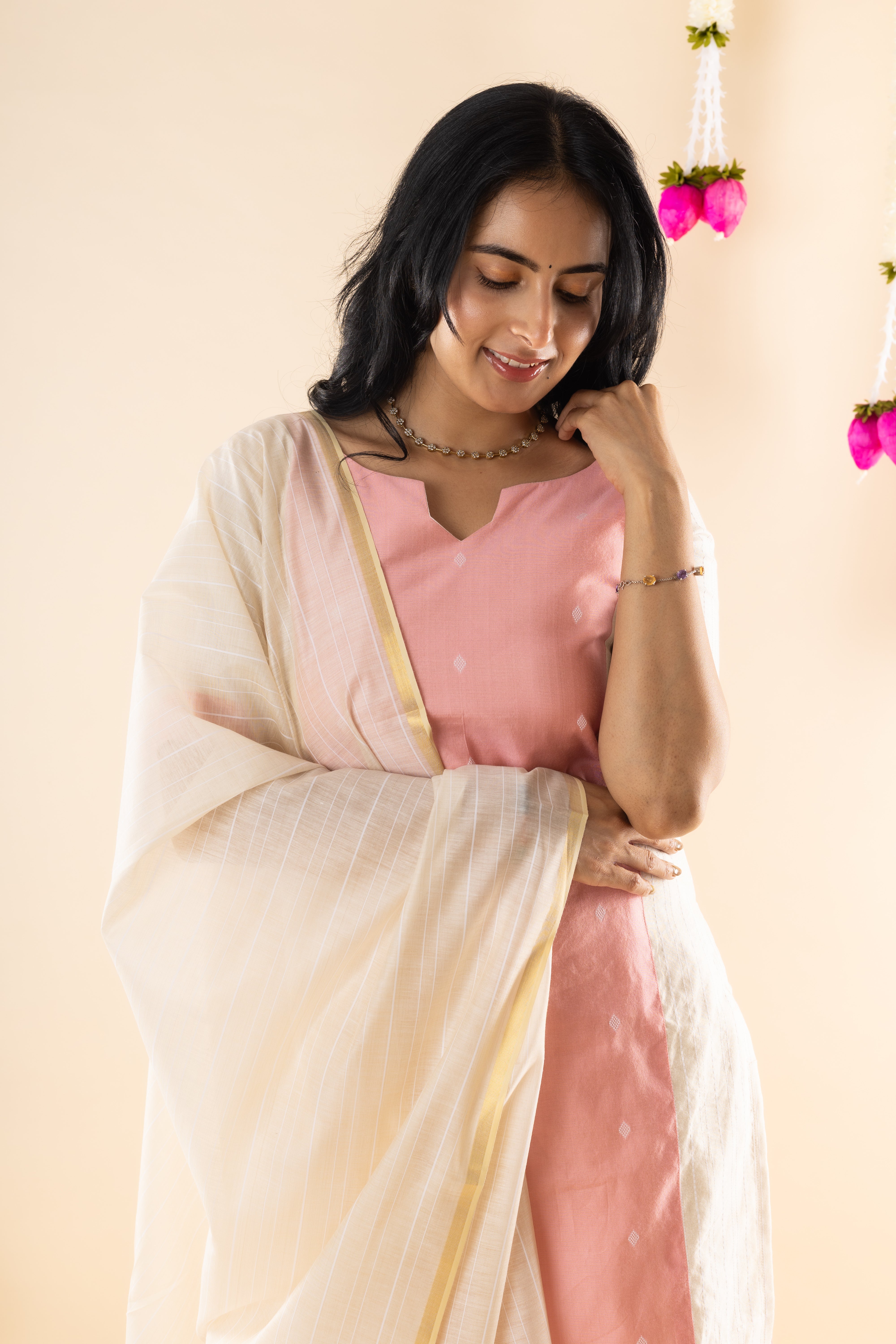 Melina - Pink Butter Silk Kurta Set