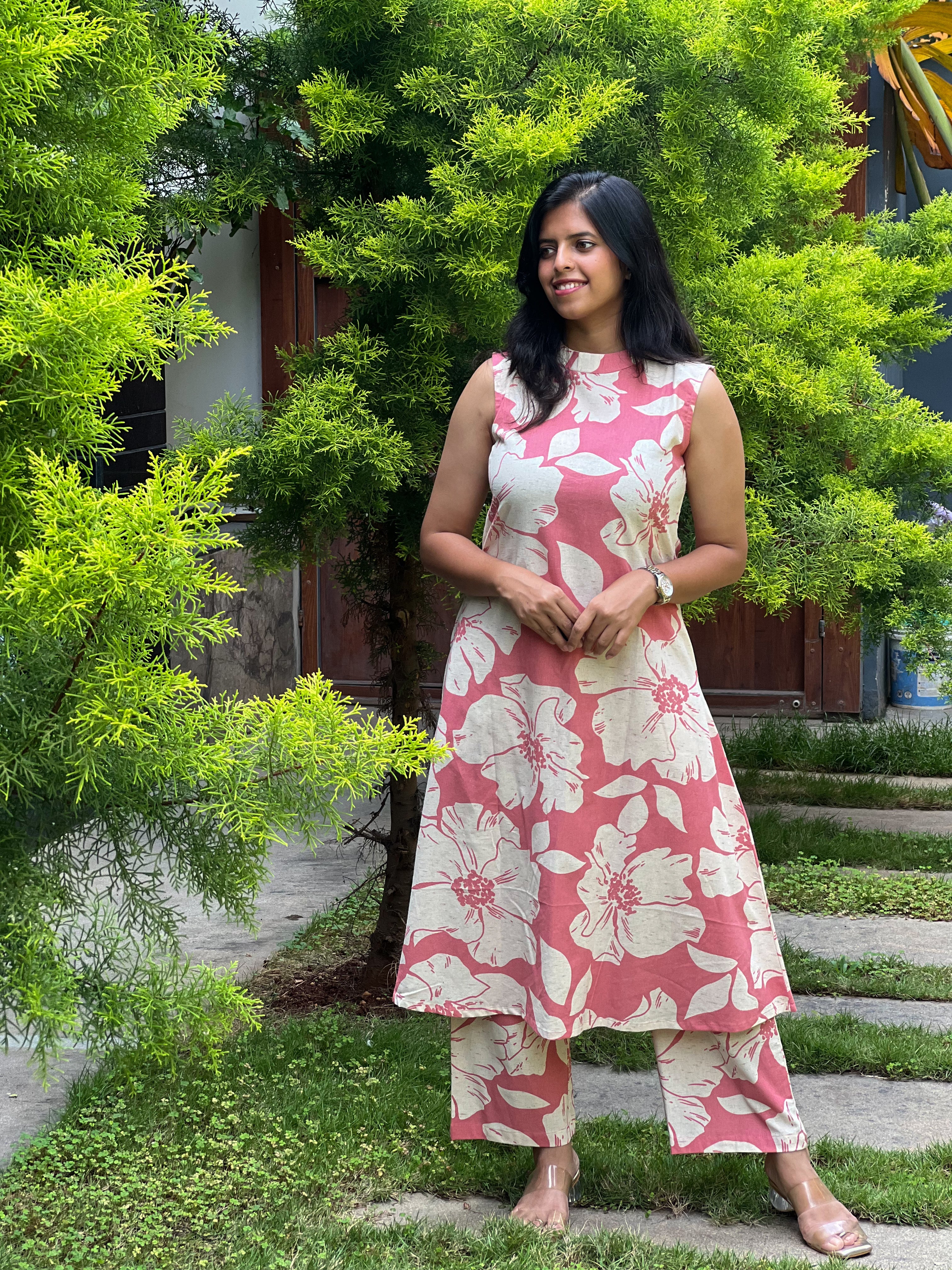 Rose Bloom - Pink Flex Cotton Kurta Set