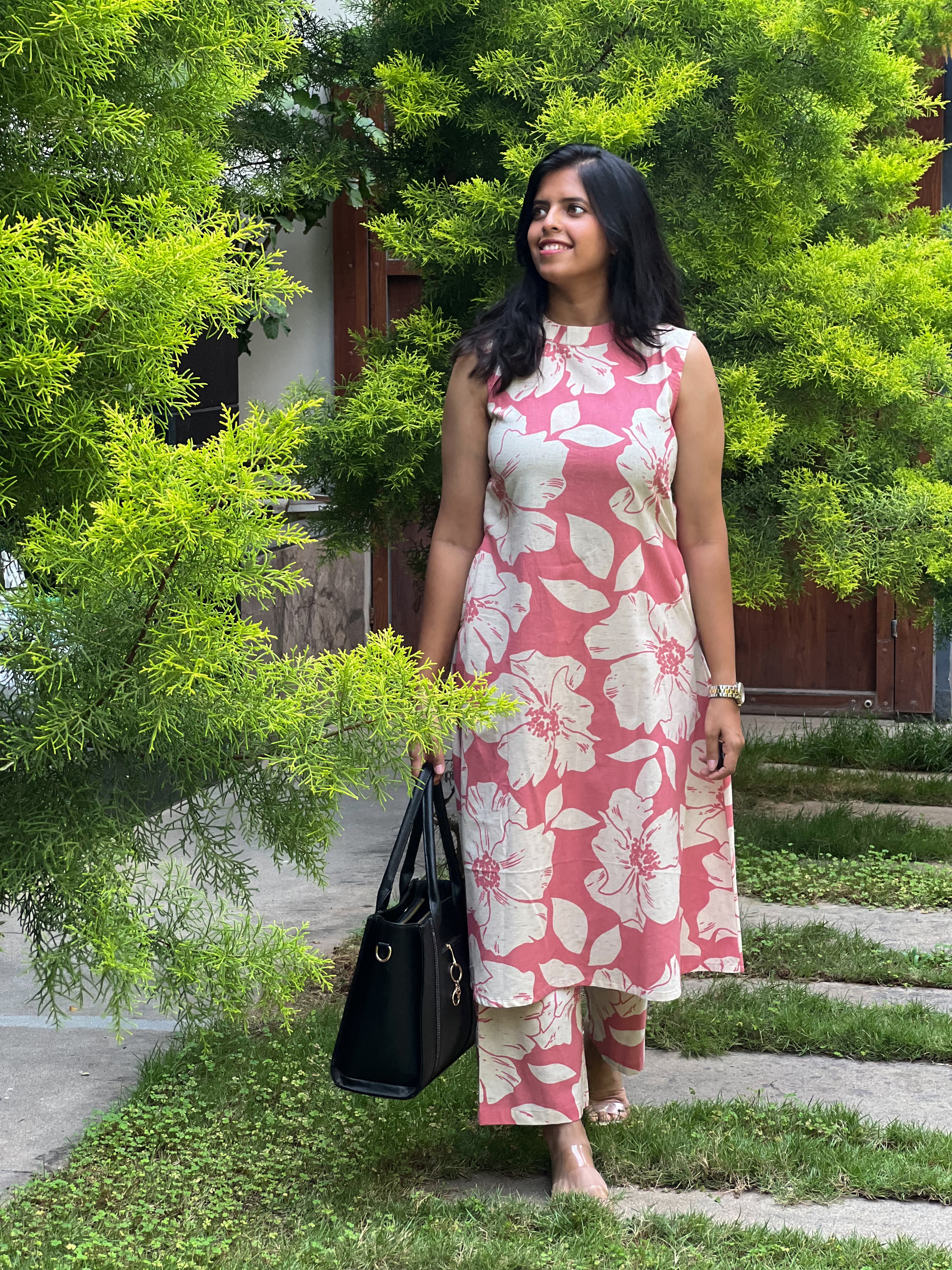 Rose Bloom - Pink Flex Cotton Kurta Set