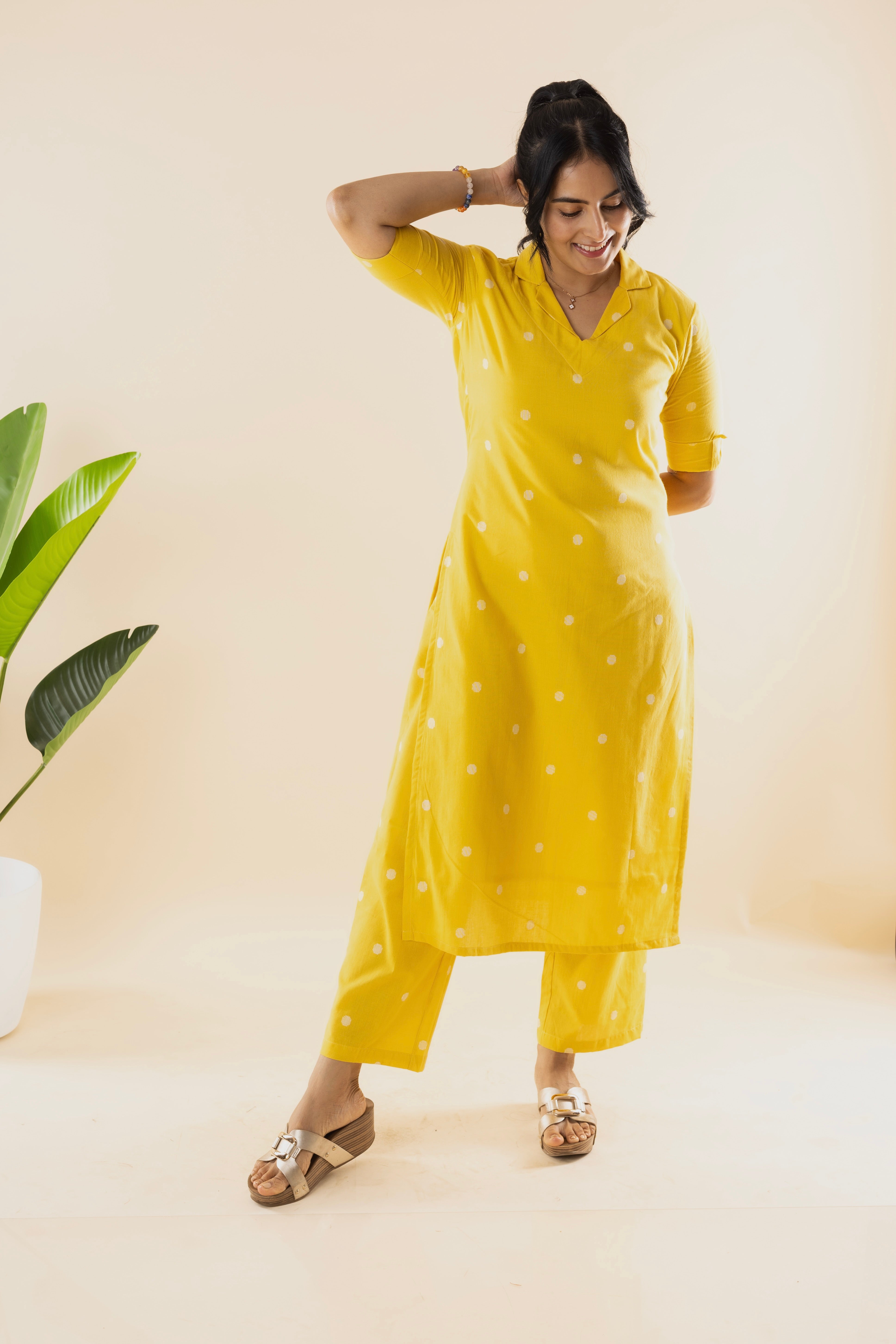 LISA - Yellow Handloom Cotton Kurta Set