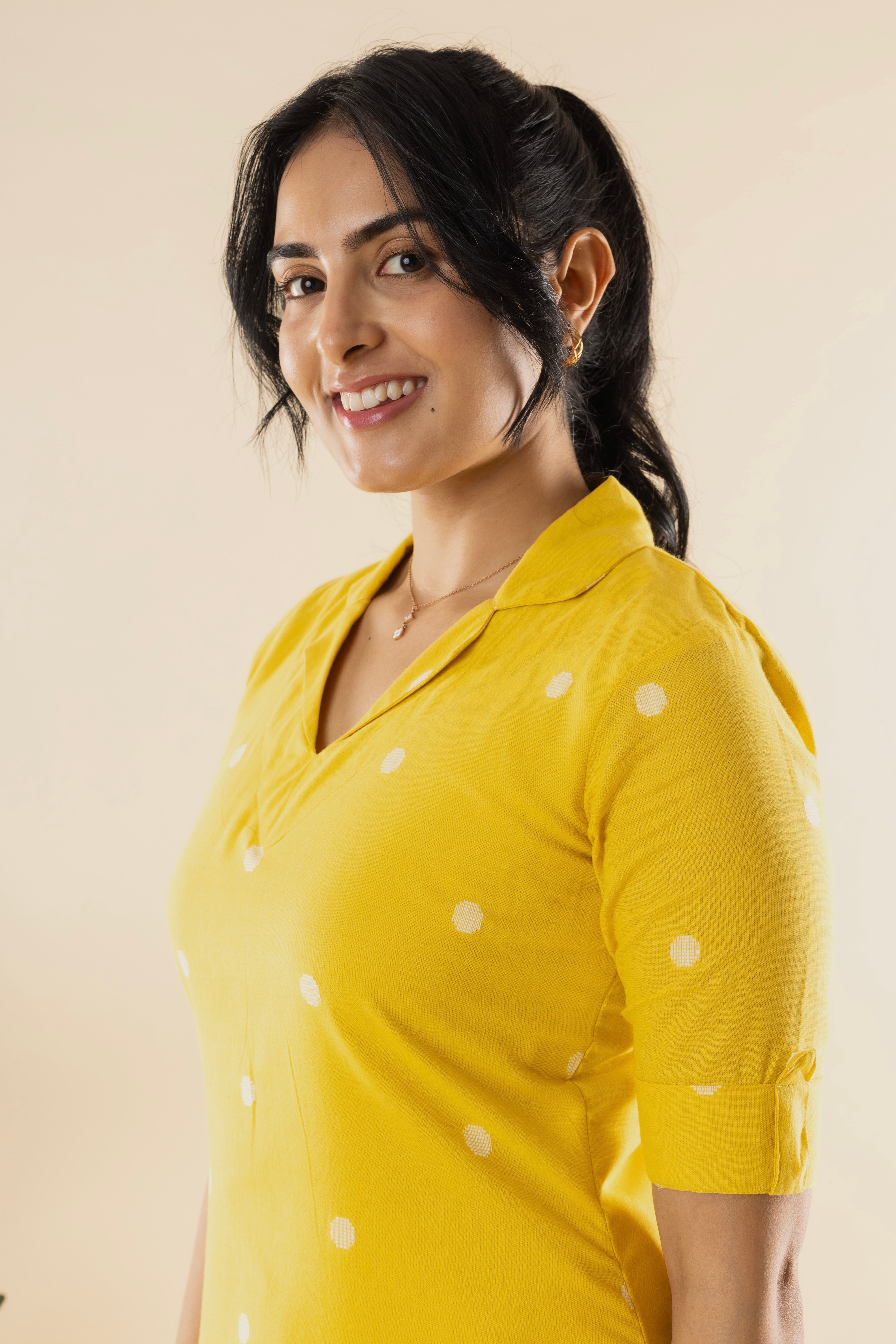 LISA - Yellow Handloom Cotton Kurta Set