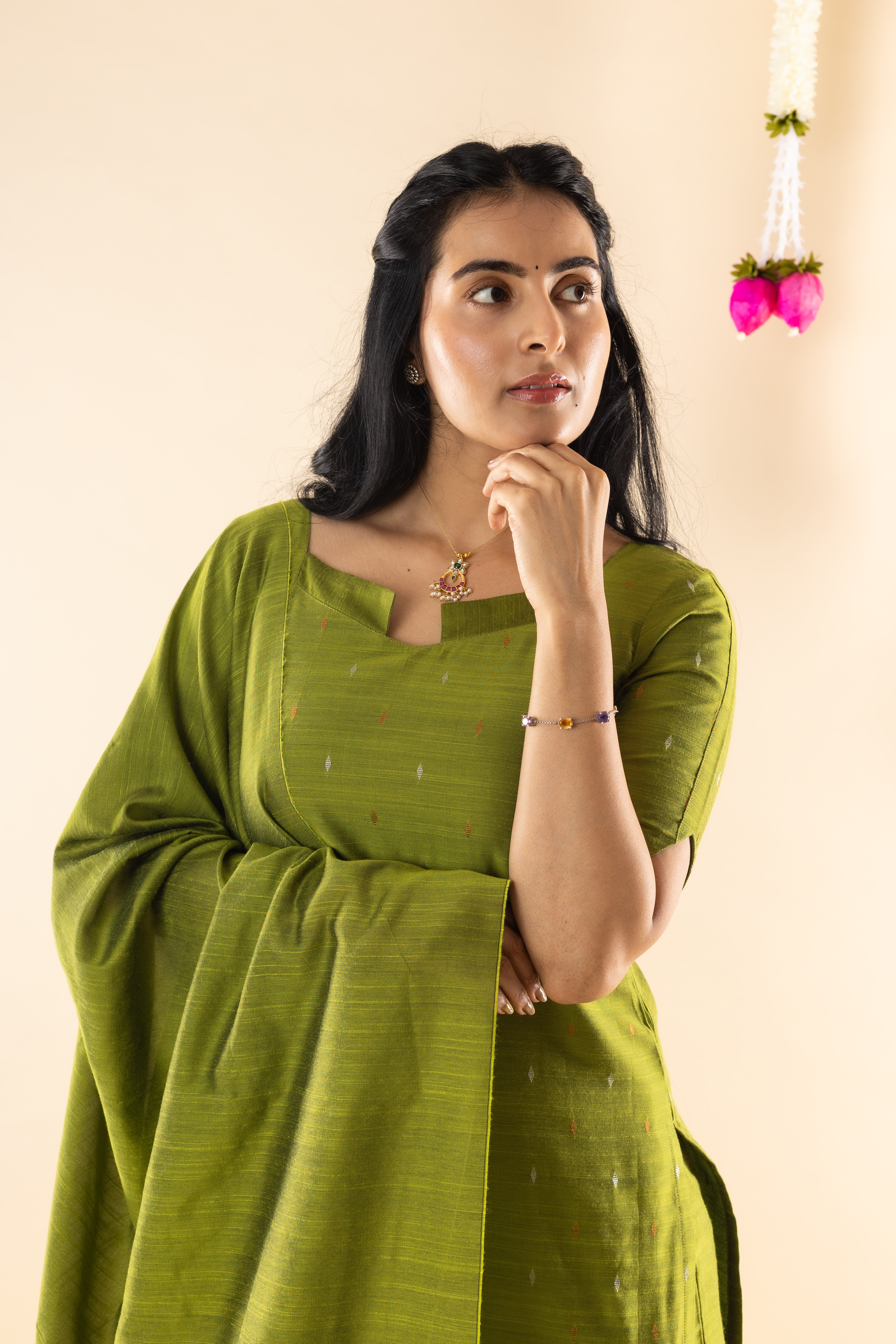 Pragya - Green Dupion Silk Kurta Set