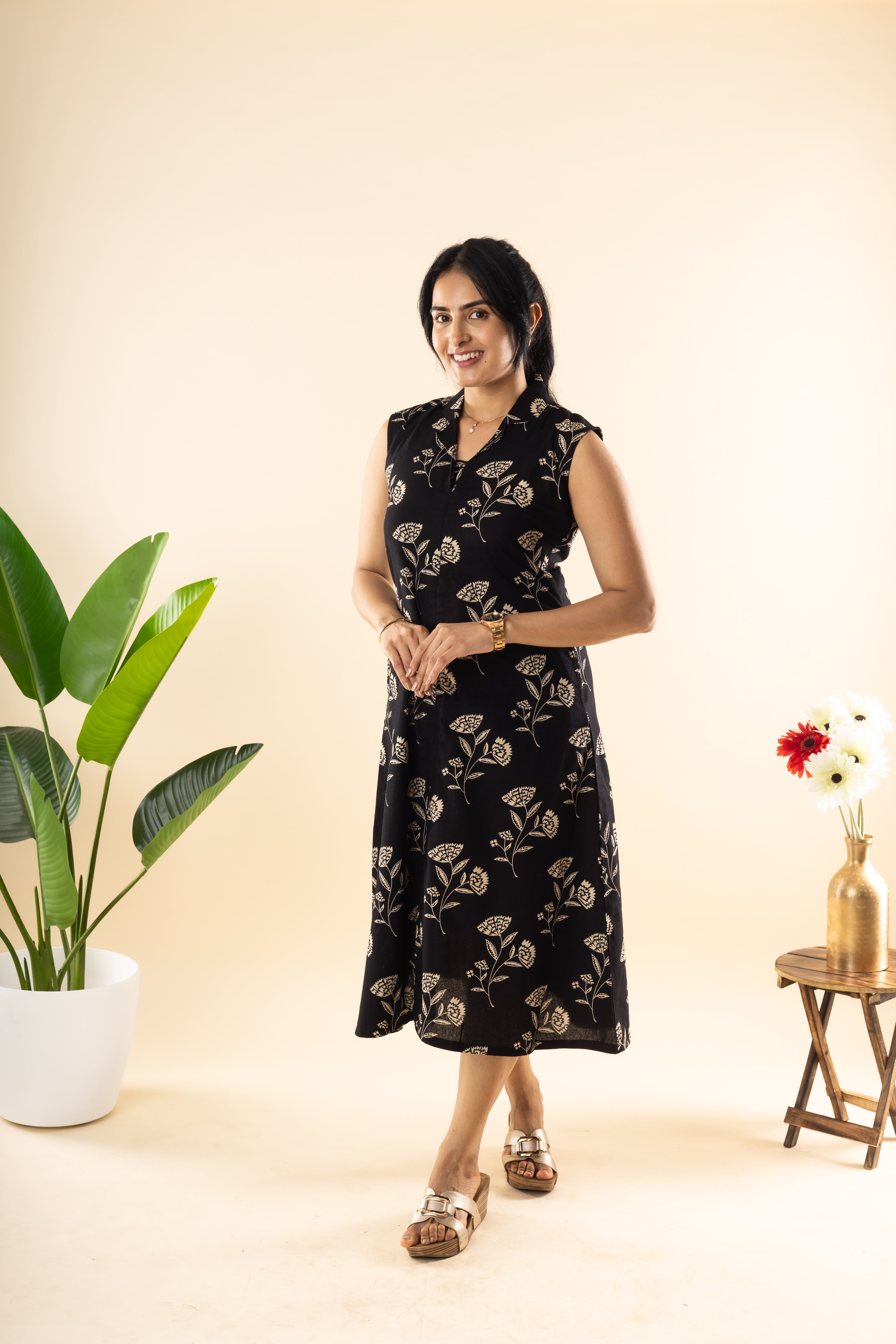 Beyond Stars - Black Flex Cotton Dress