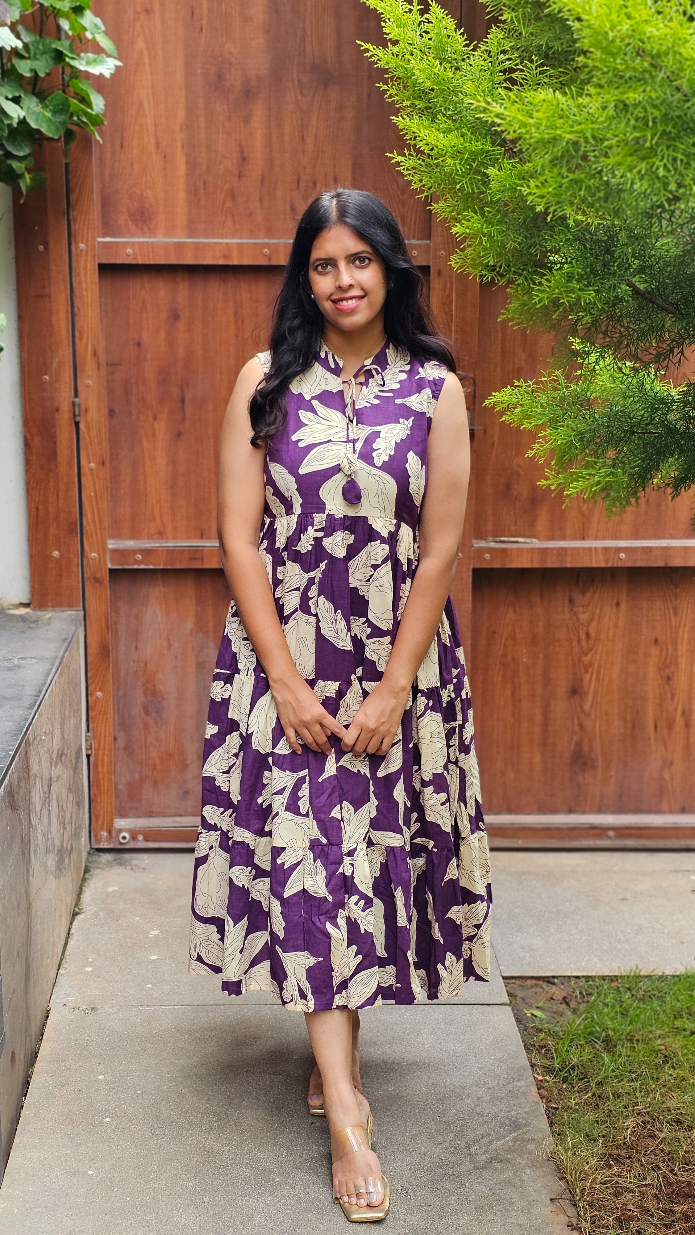 Sansa - Purple 3 Tier Cotton Dress