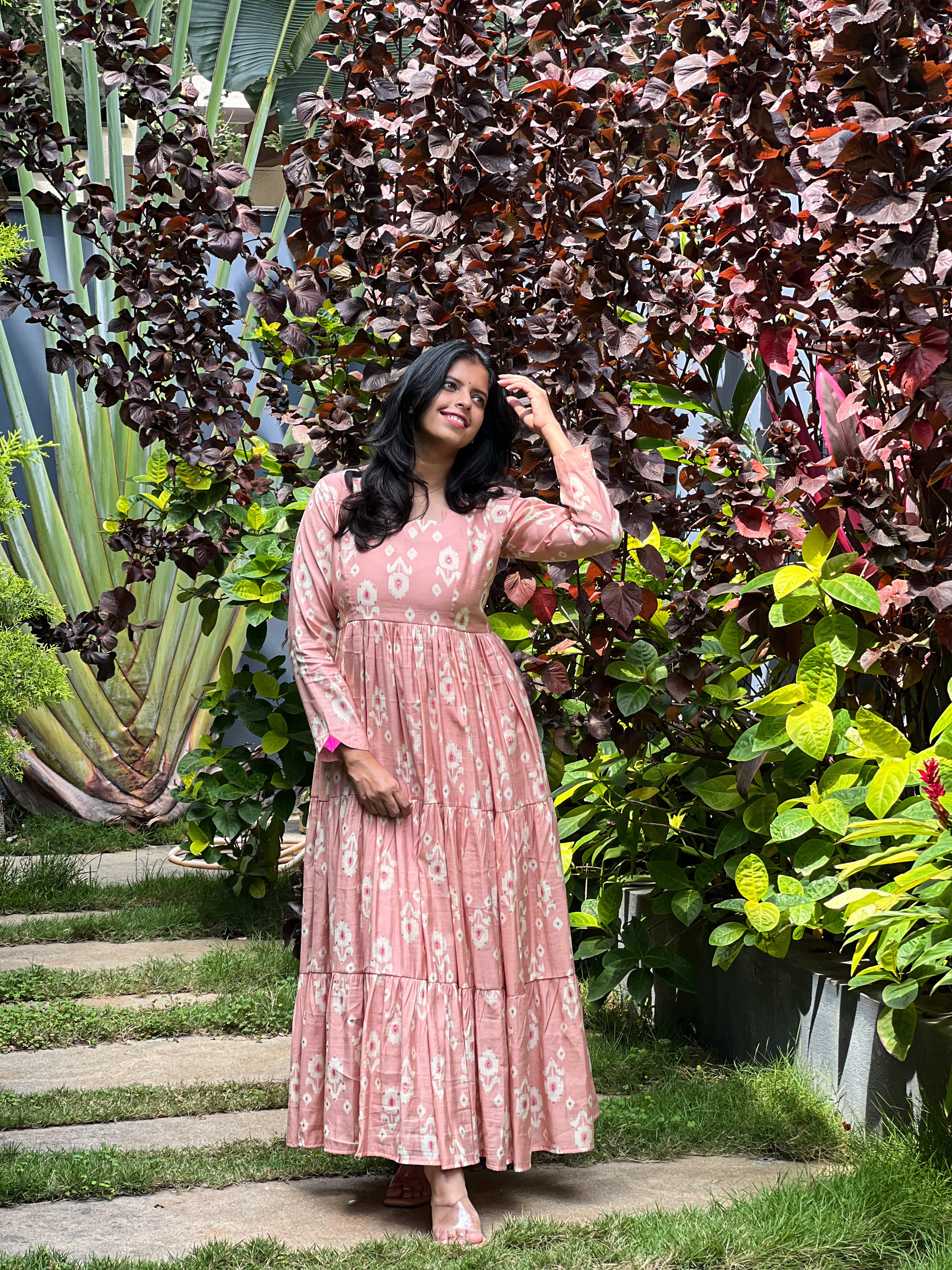 Noble Lady - Pink Semi Silk 3-Tier Dress