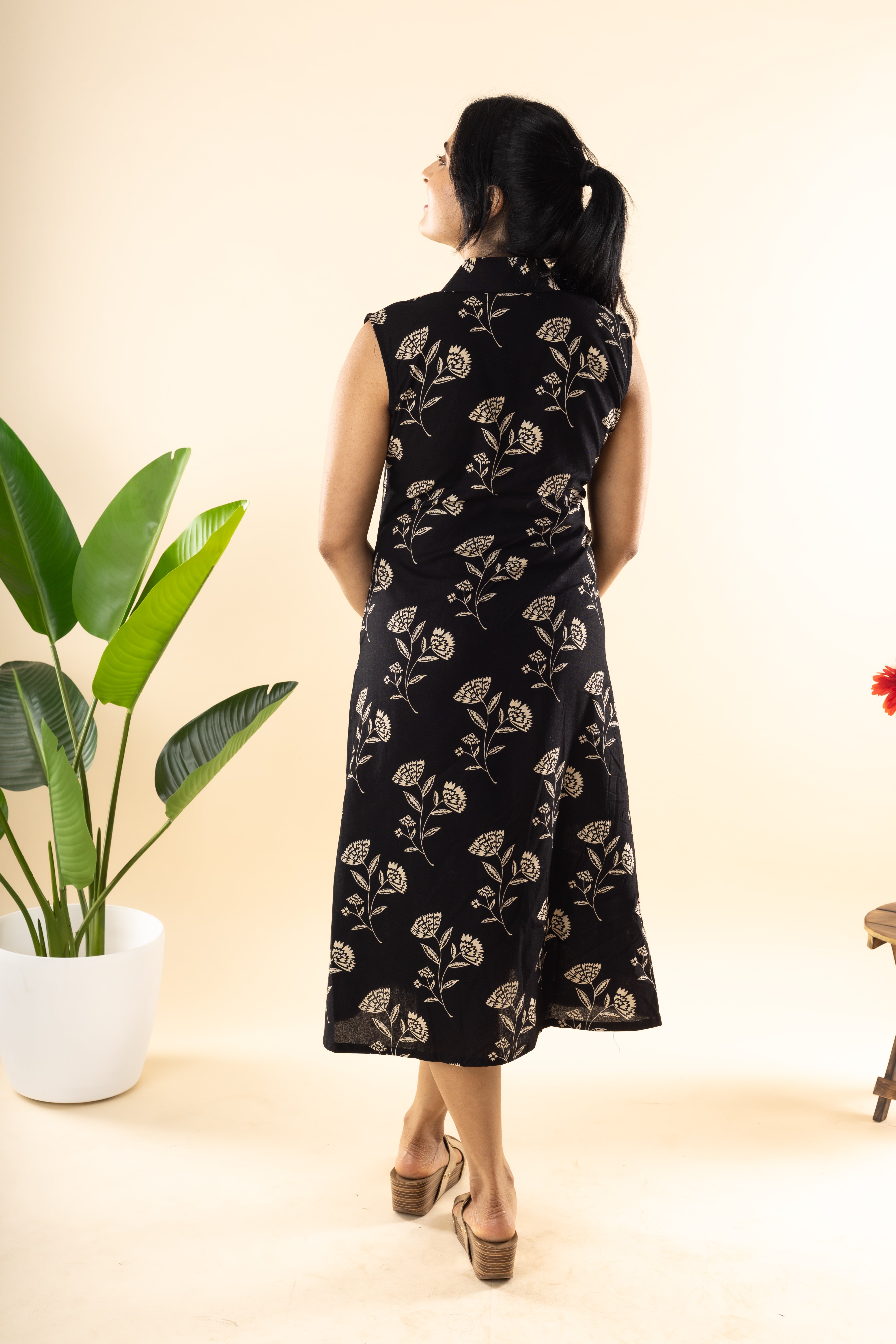 Beyond Stars - Black Flex Cotton Dress