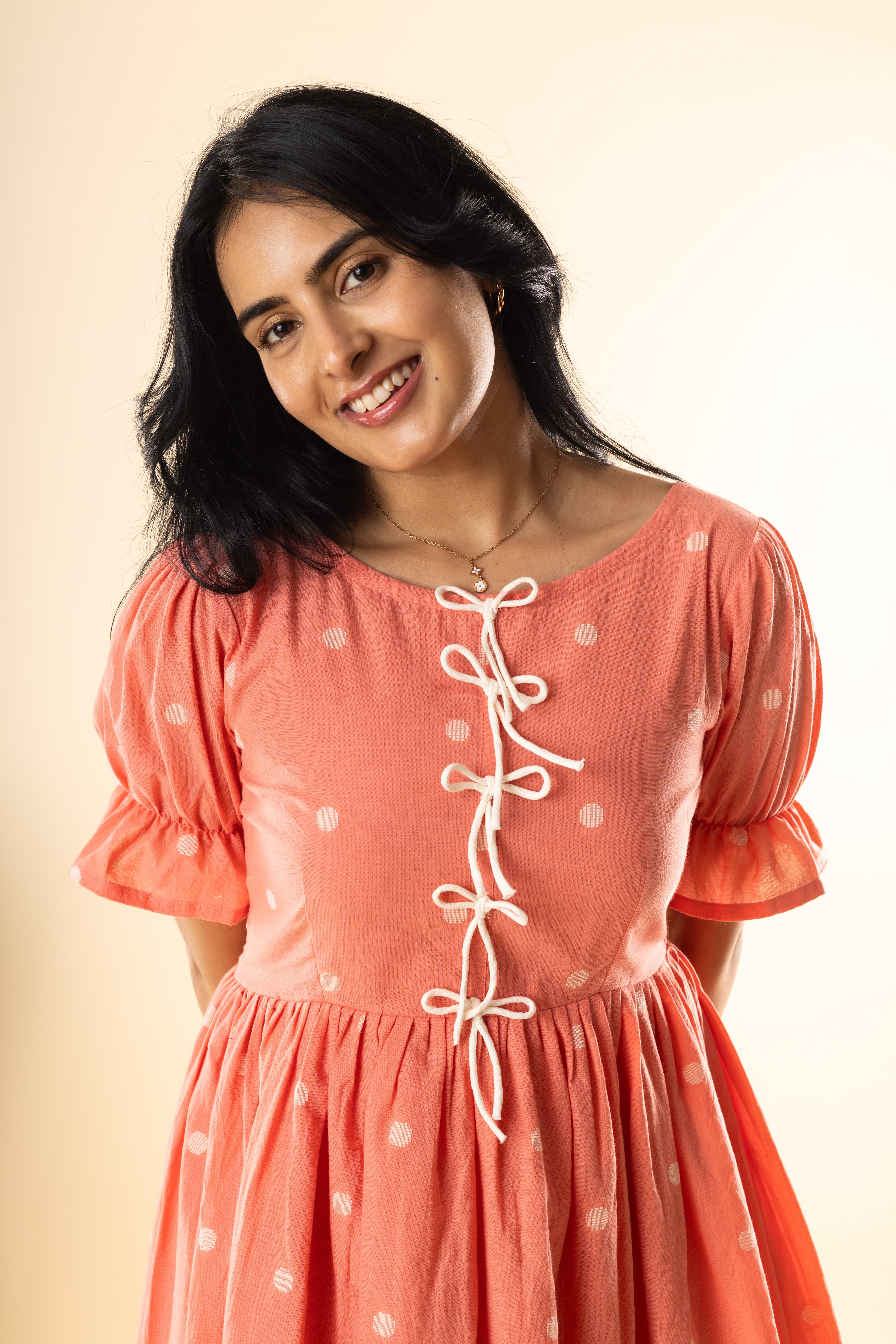 Berry Girl - Orange Handloom Cotton Dress