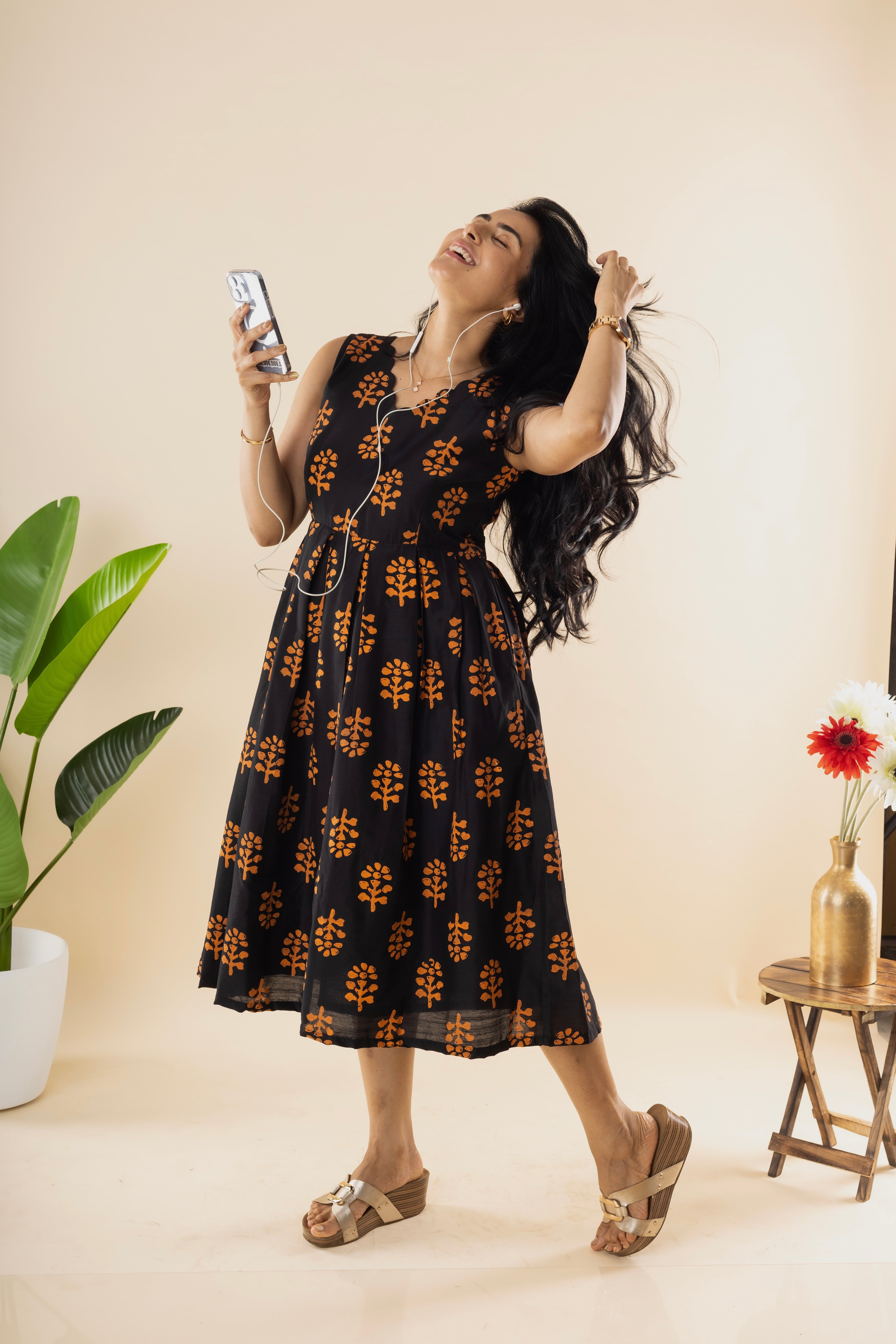 Gorgeous - Black Batik Print Dress