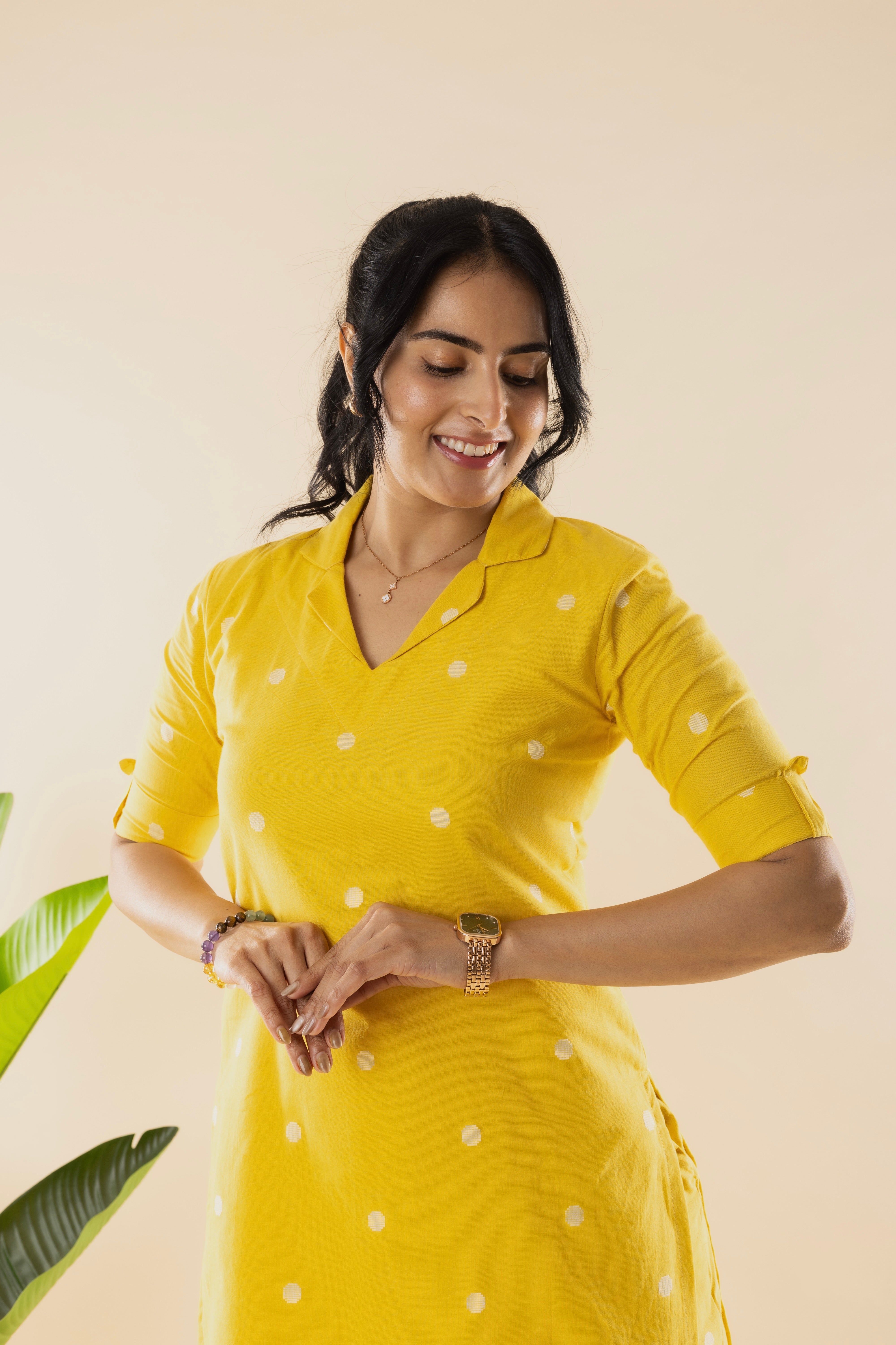 LISA - Yellow Handloom Cotton Kurta Set