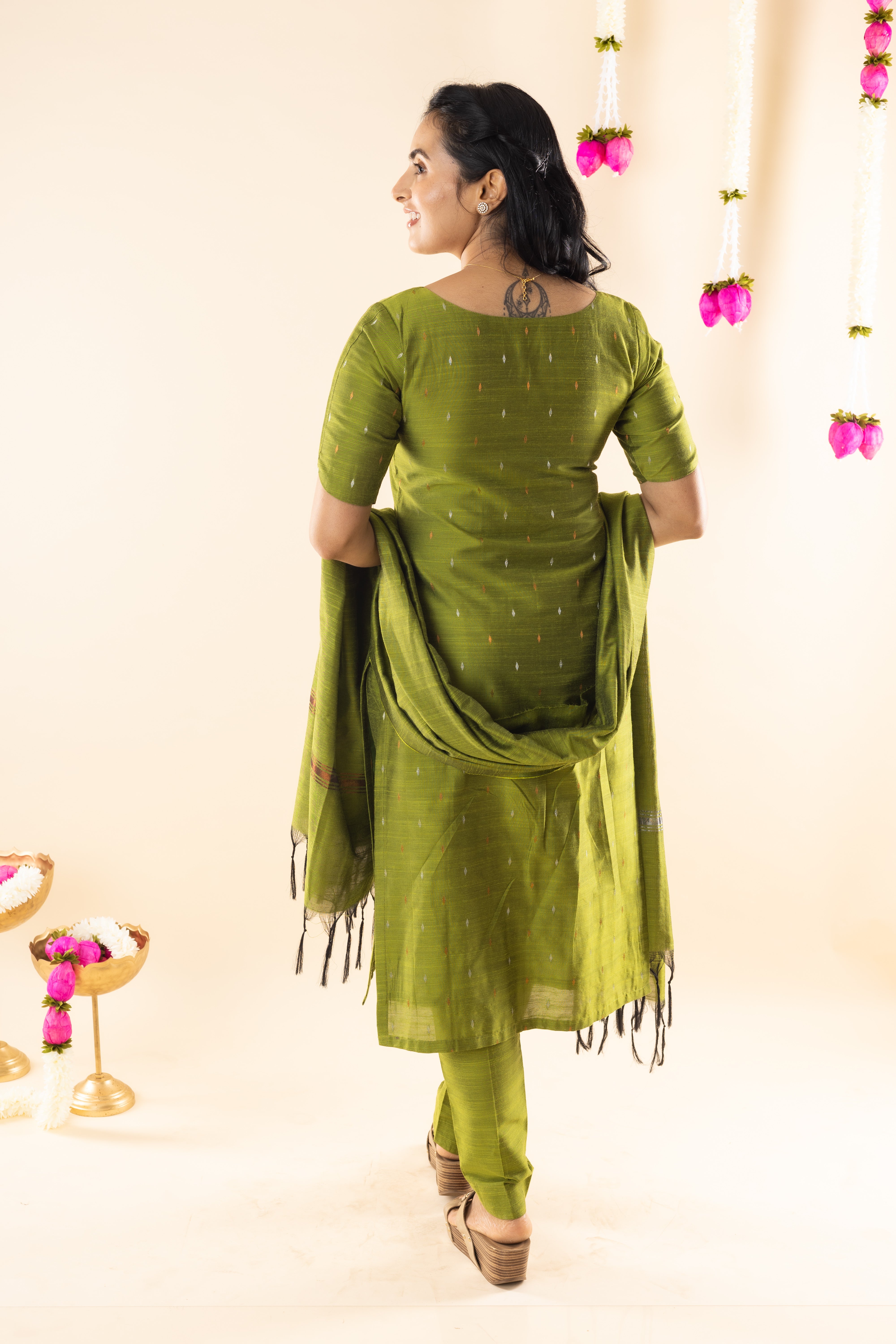 Pragya - Green Dupion Silk Kurta Set