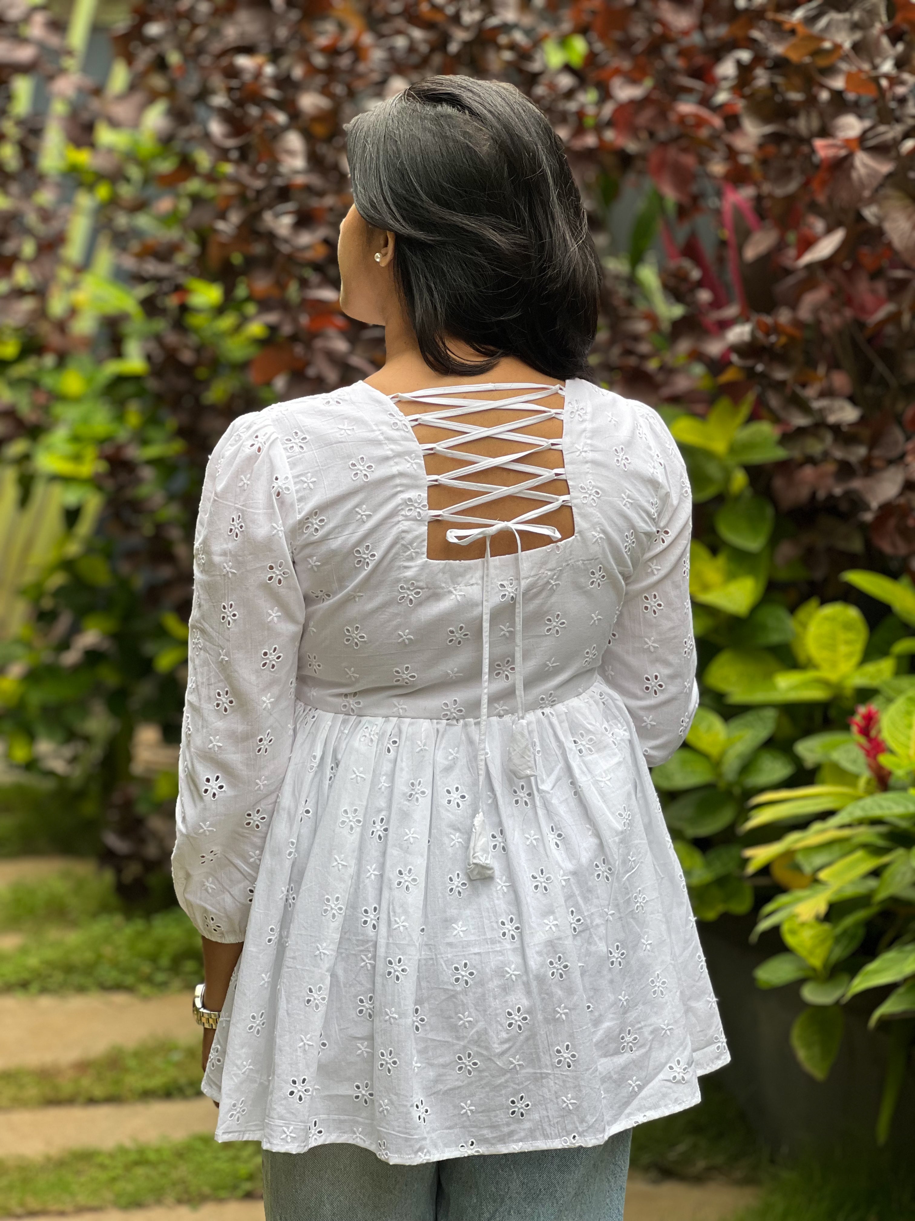 Laila - white Cotton Hakoba Top