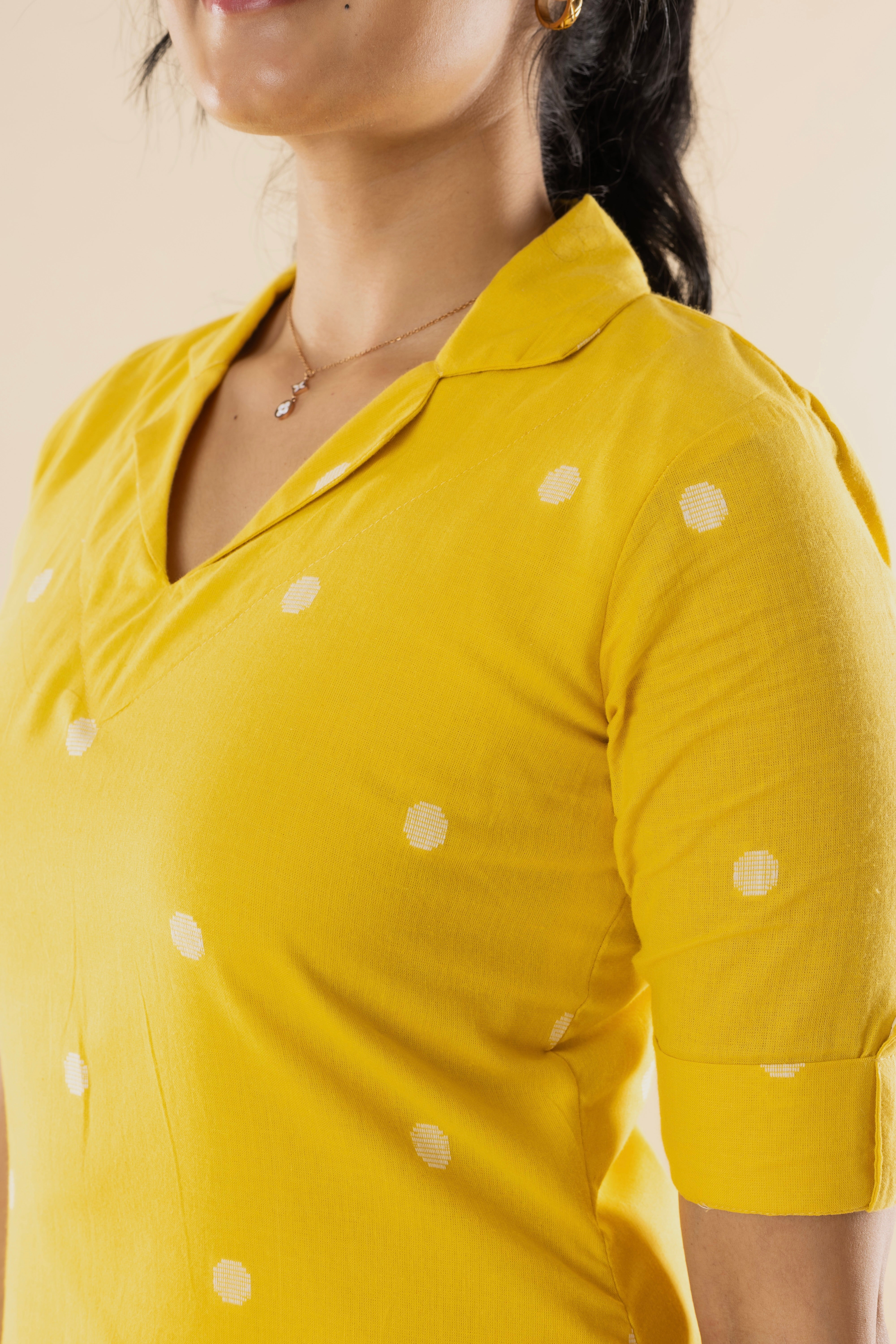 LISA - Yellow Handloom Cotton Kurta Set