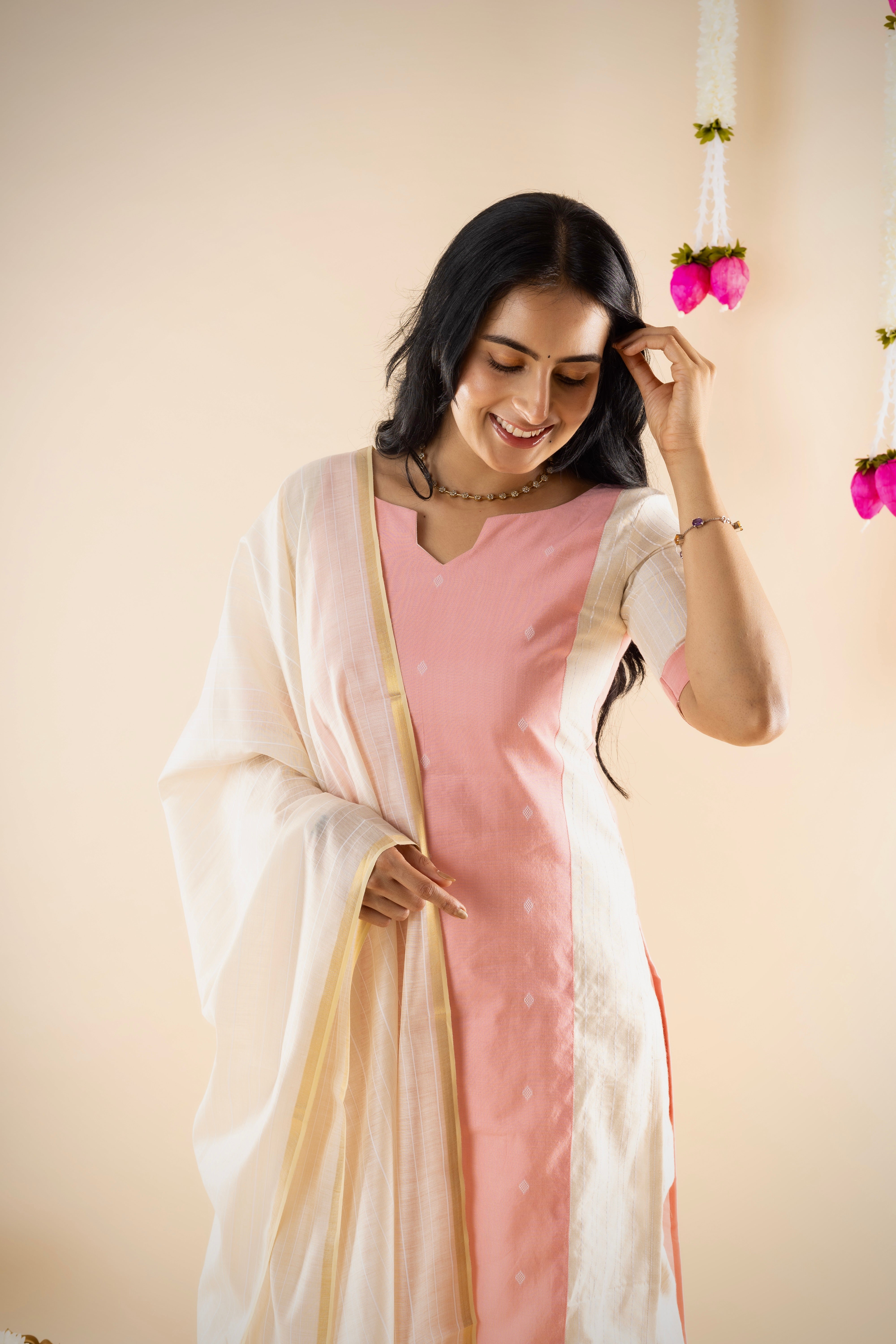 Melina - Pink Butter Silk Kurta Set
