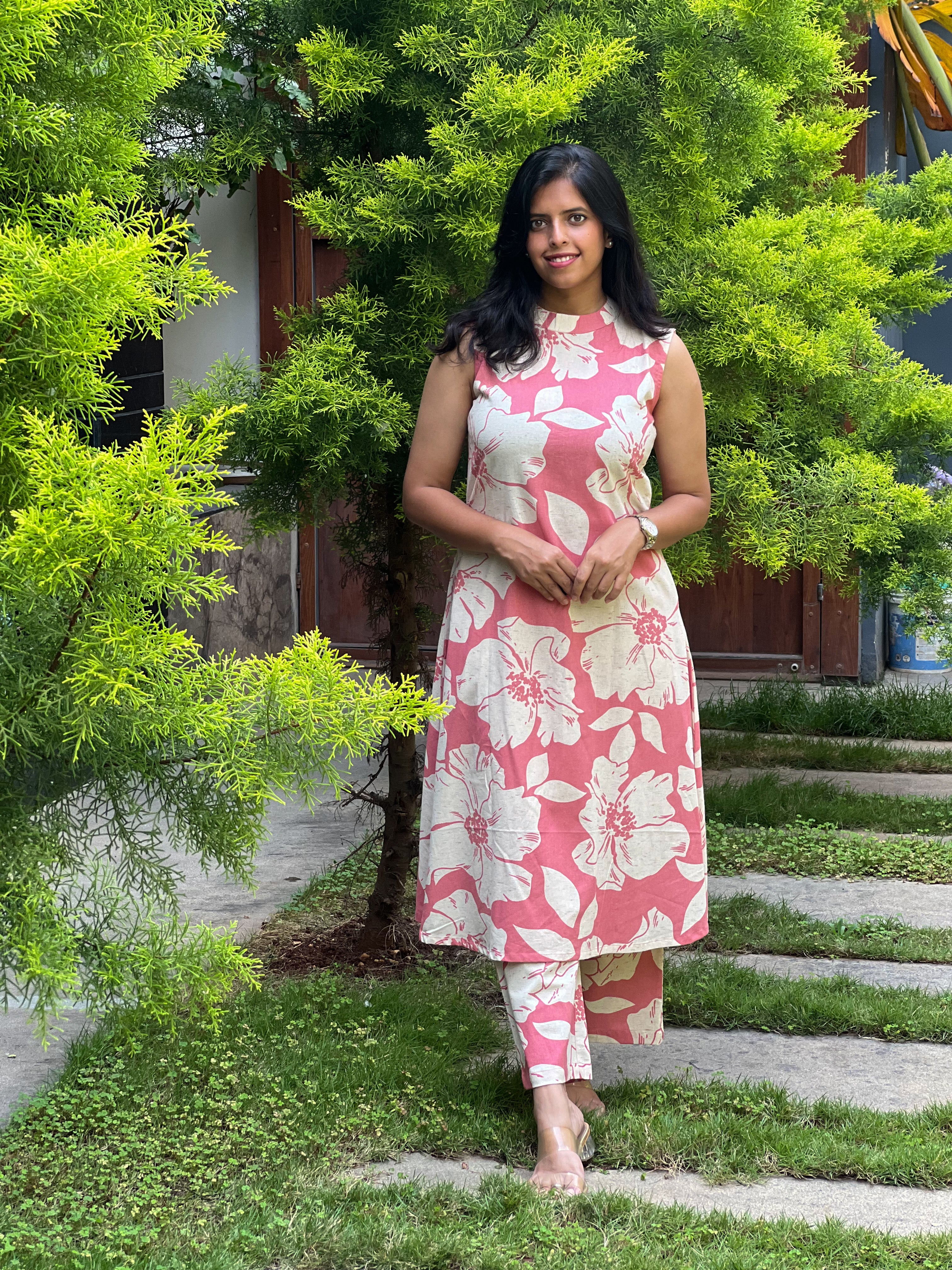 Rose Bloom - Pink Flex Cotton Kurta Set