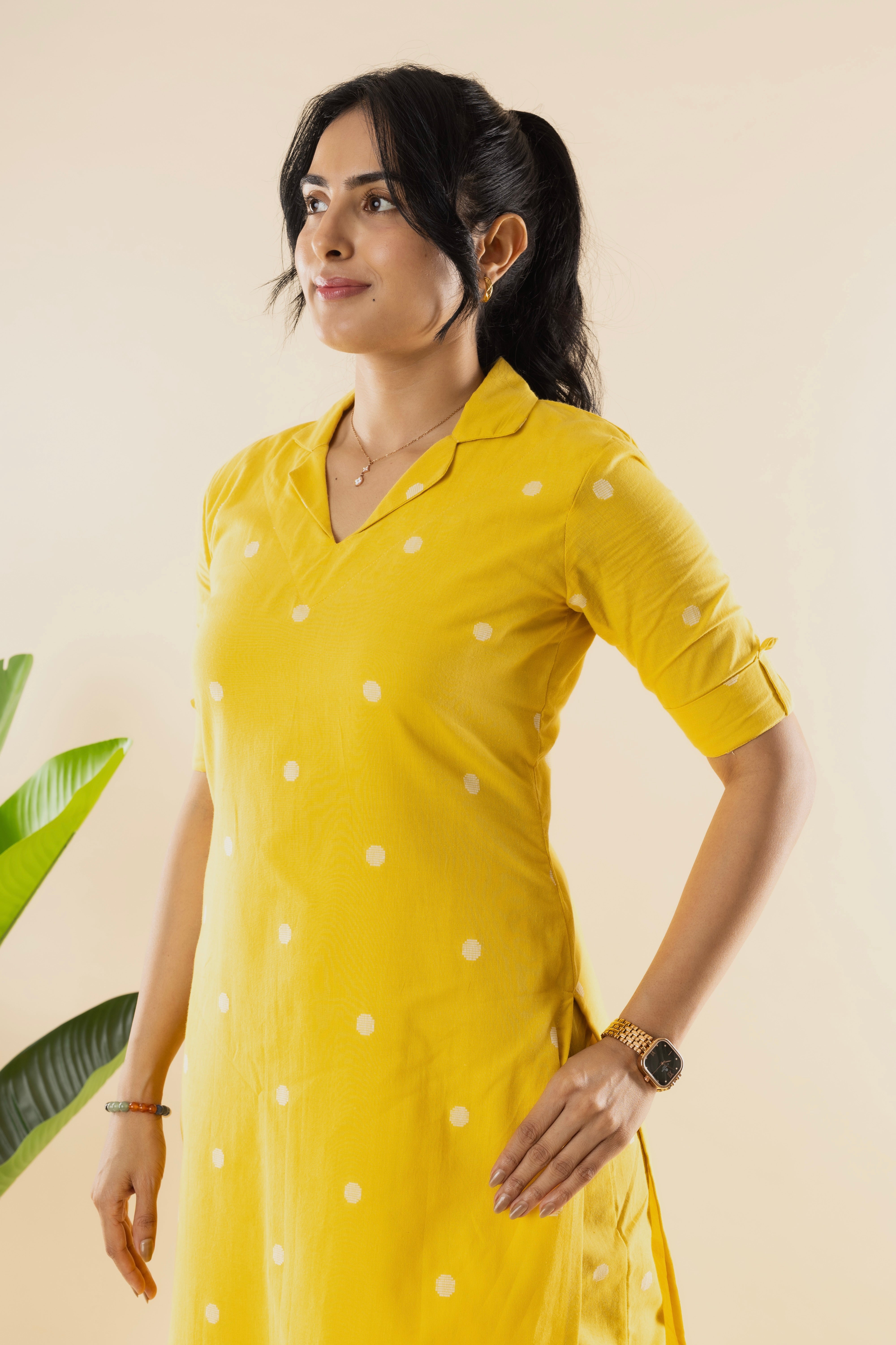LISA - Yellow Handloom Cotton Kurta Set