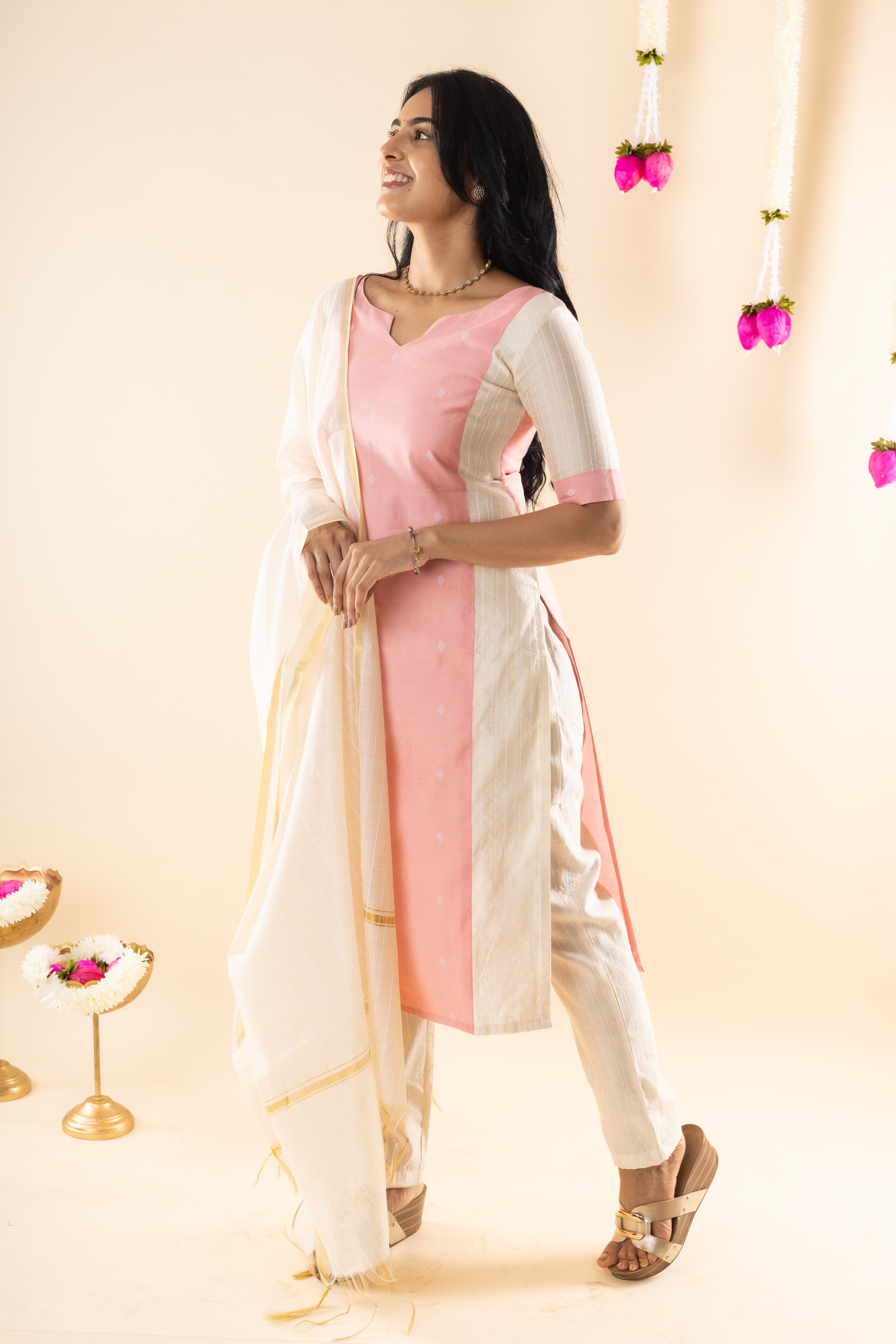 Melina - Pink Butter Silk Kurta Set