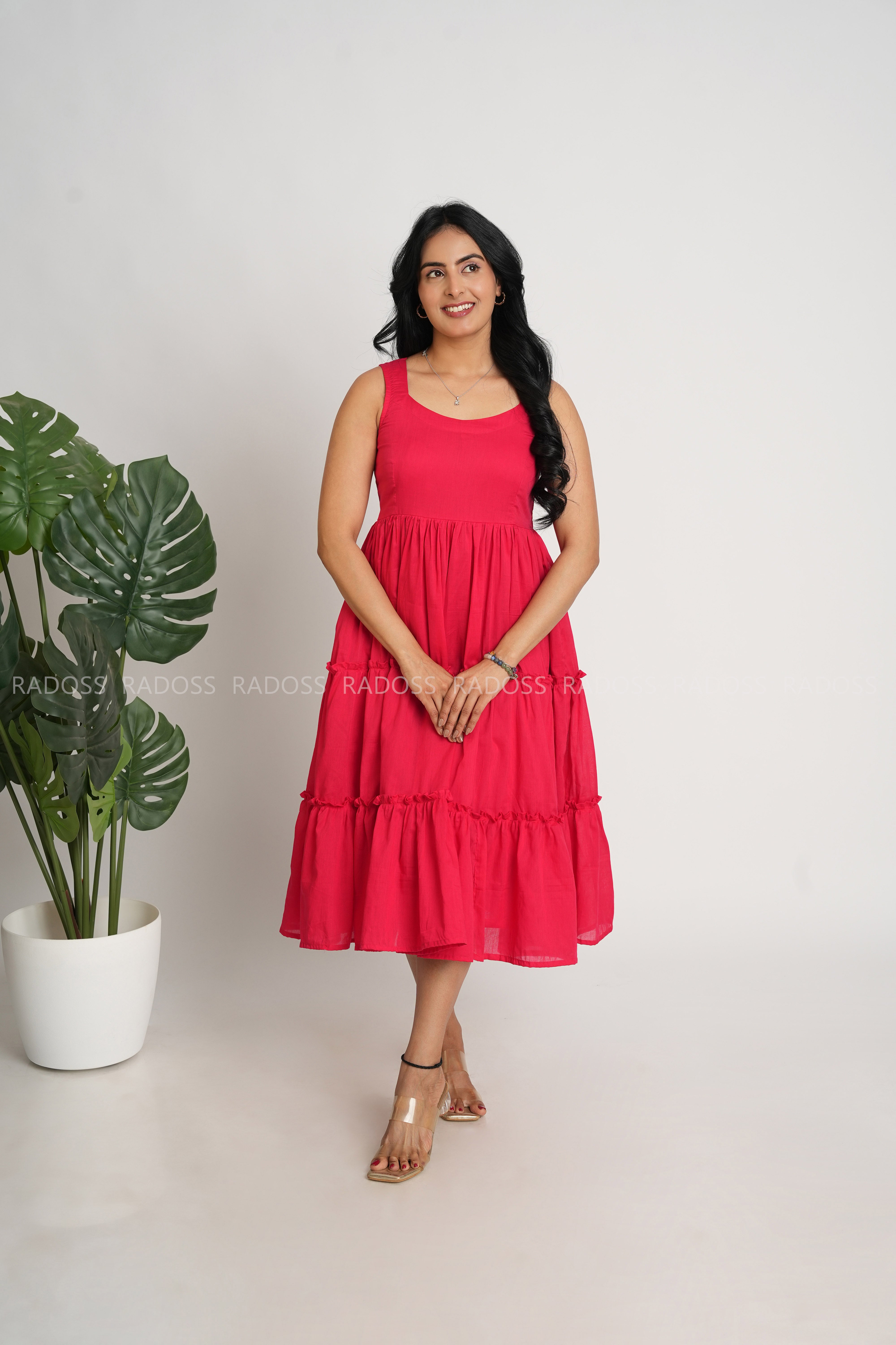 Red Mul Cotton Shrug Dress