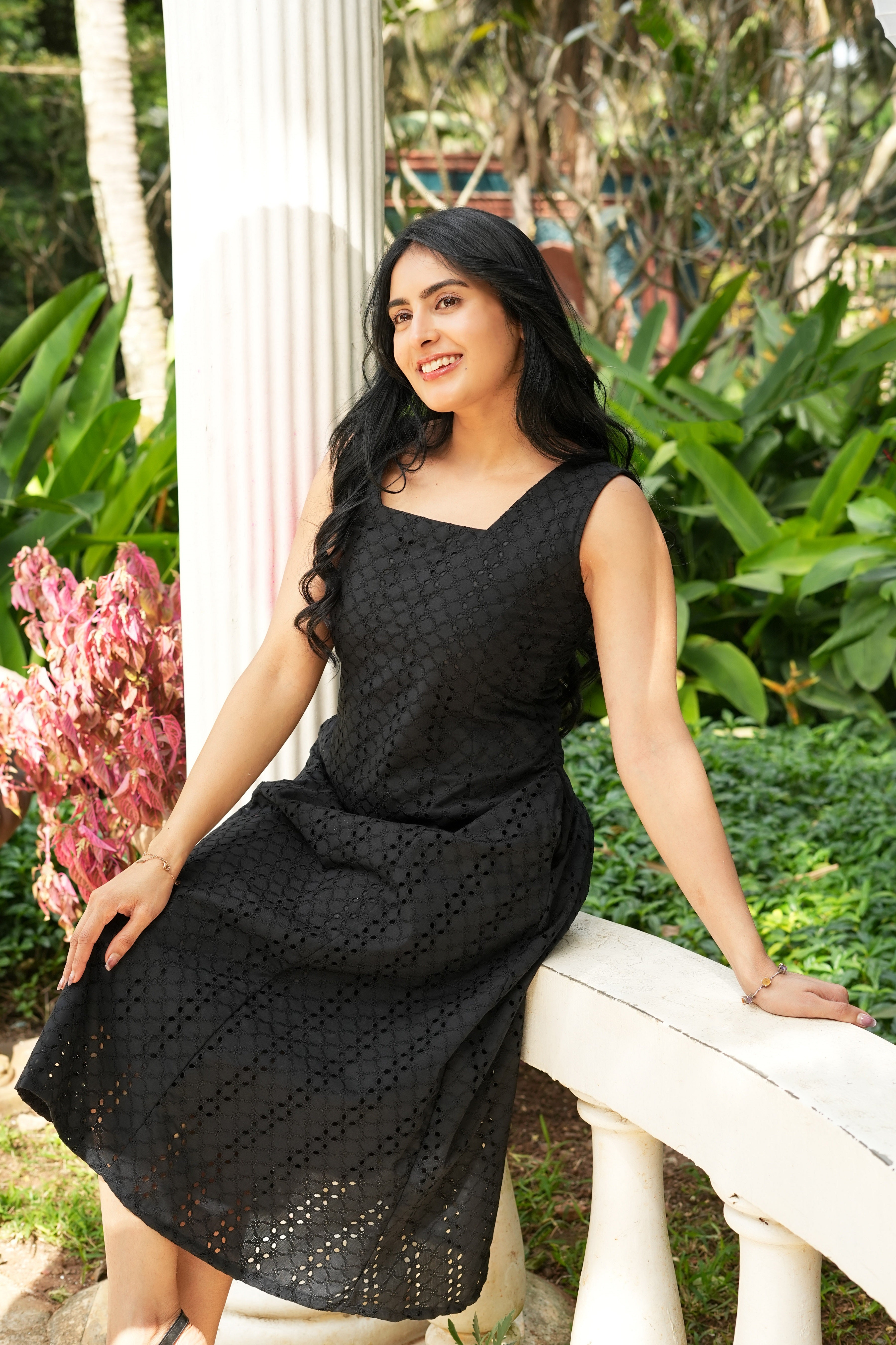 Black Hakoba A-line Dress