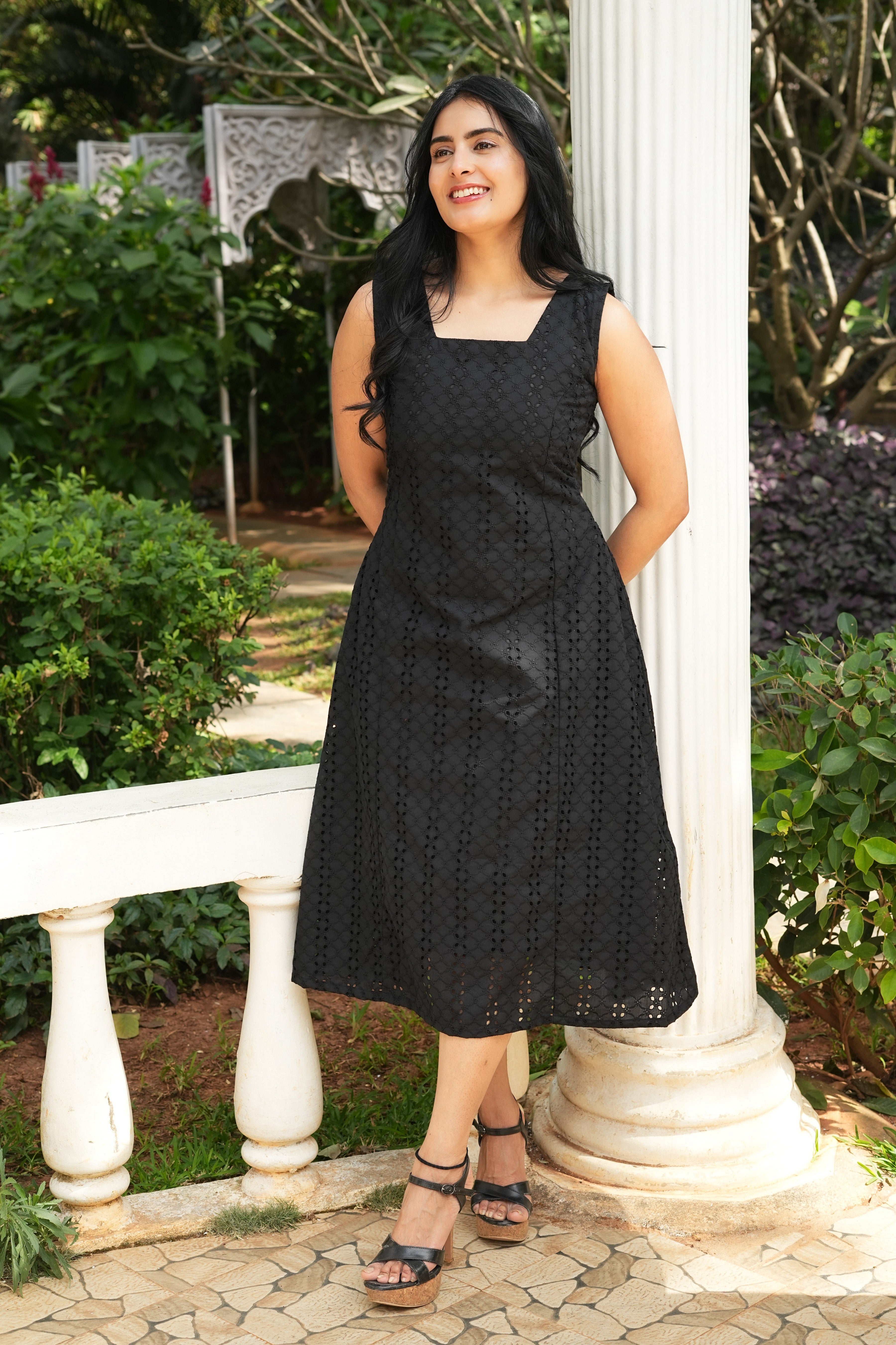 Black Hakoba A-line Dress