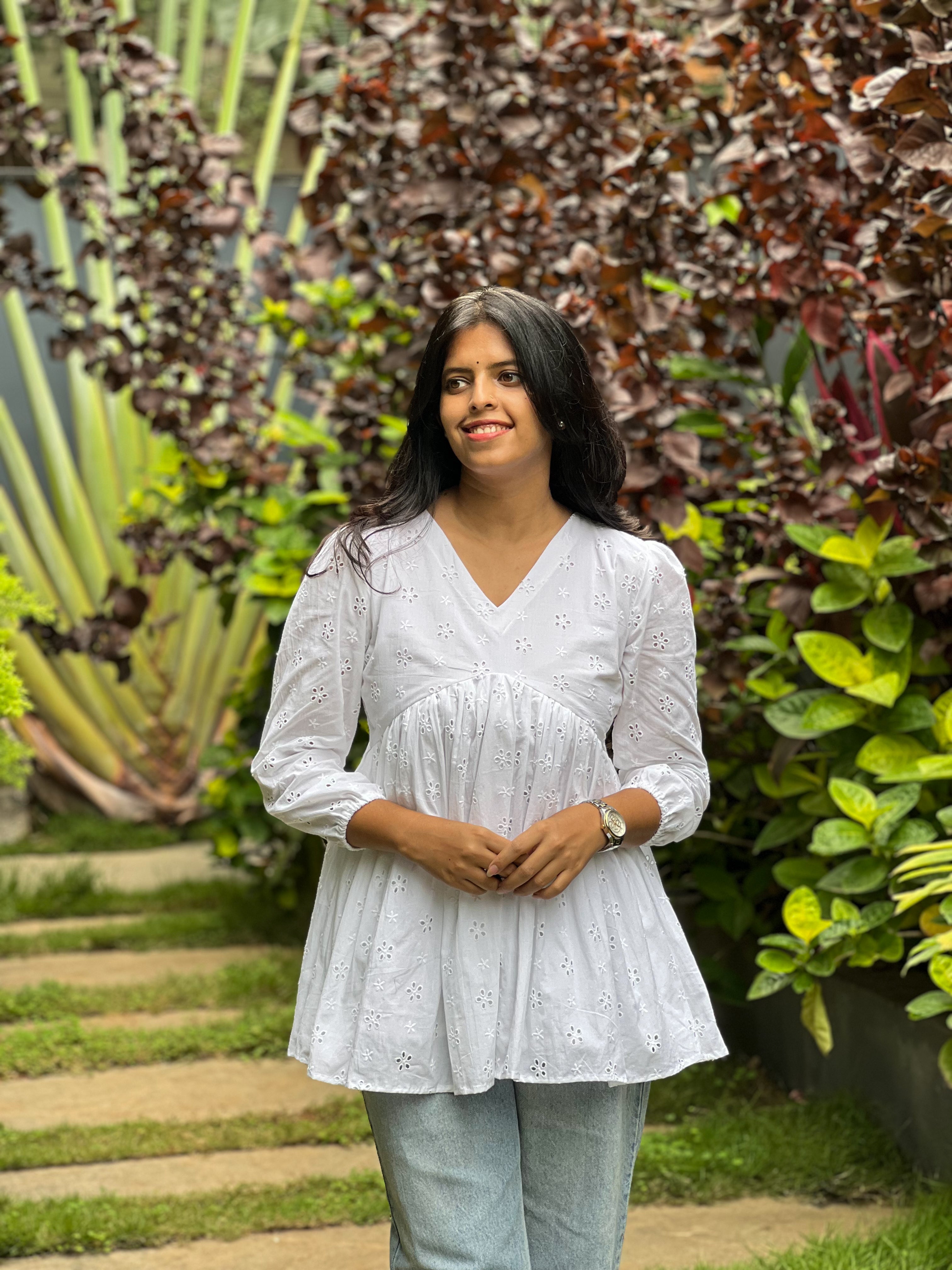 Laila - white Cotton Hakoba Top