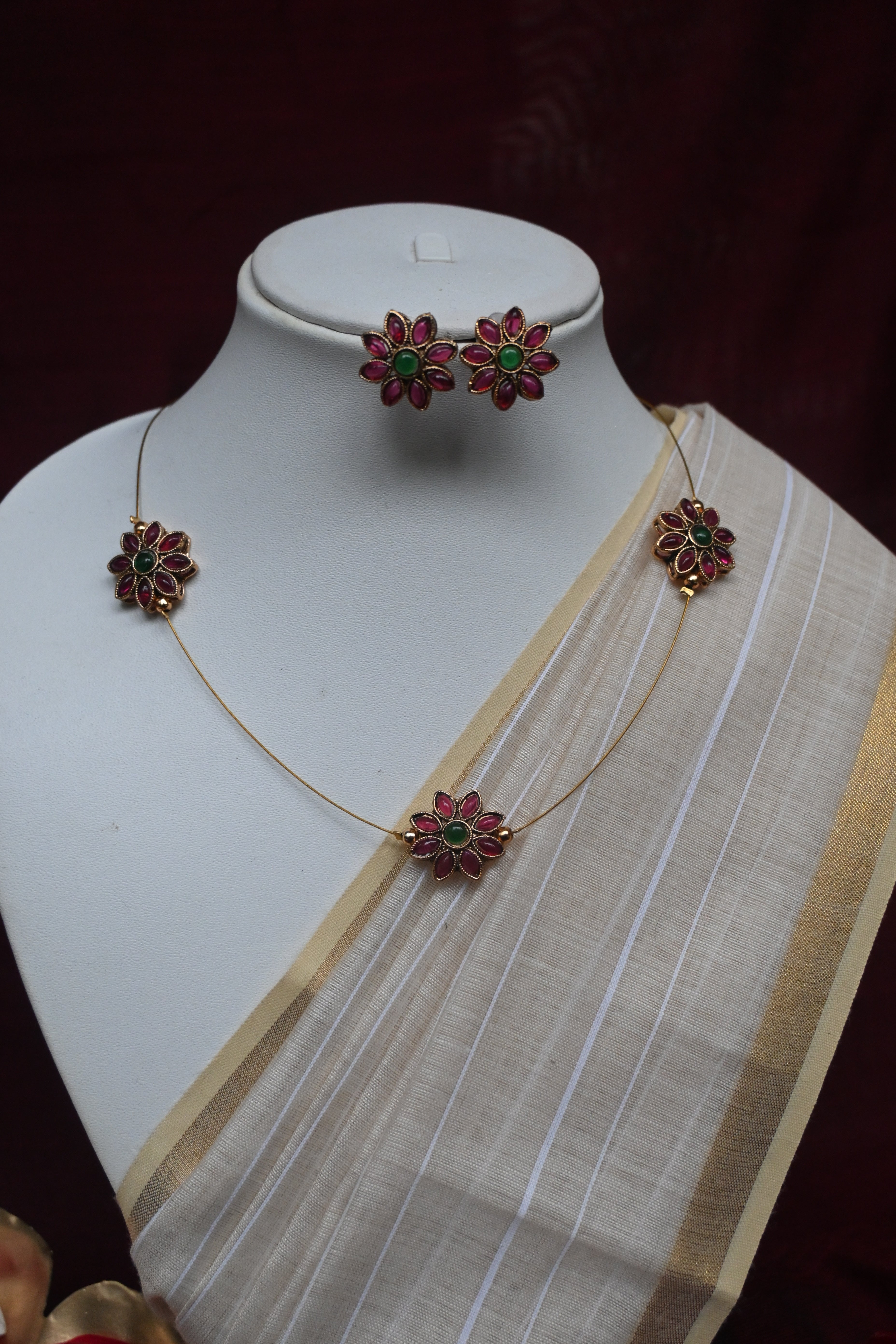 Kumudini - Invisible Floral Kundan Set
