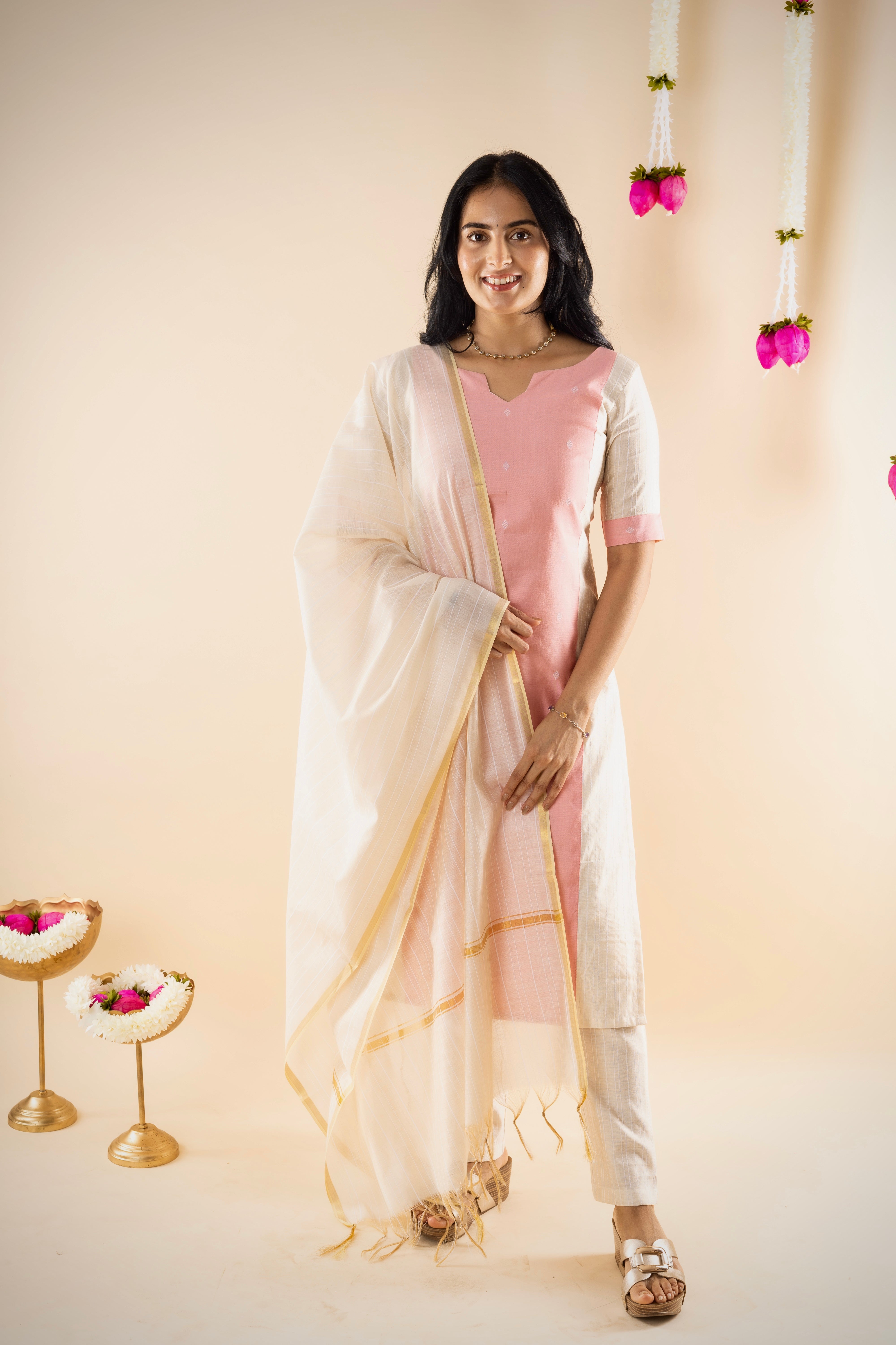 Melina - Pink Butter Silk Kurta Set