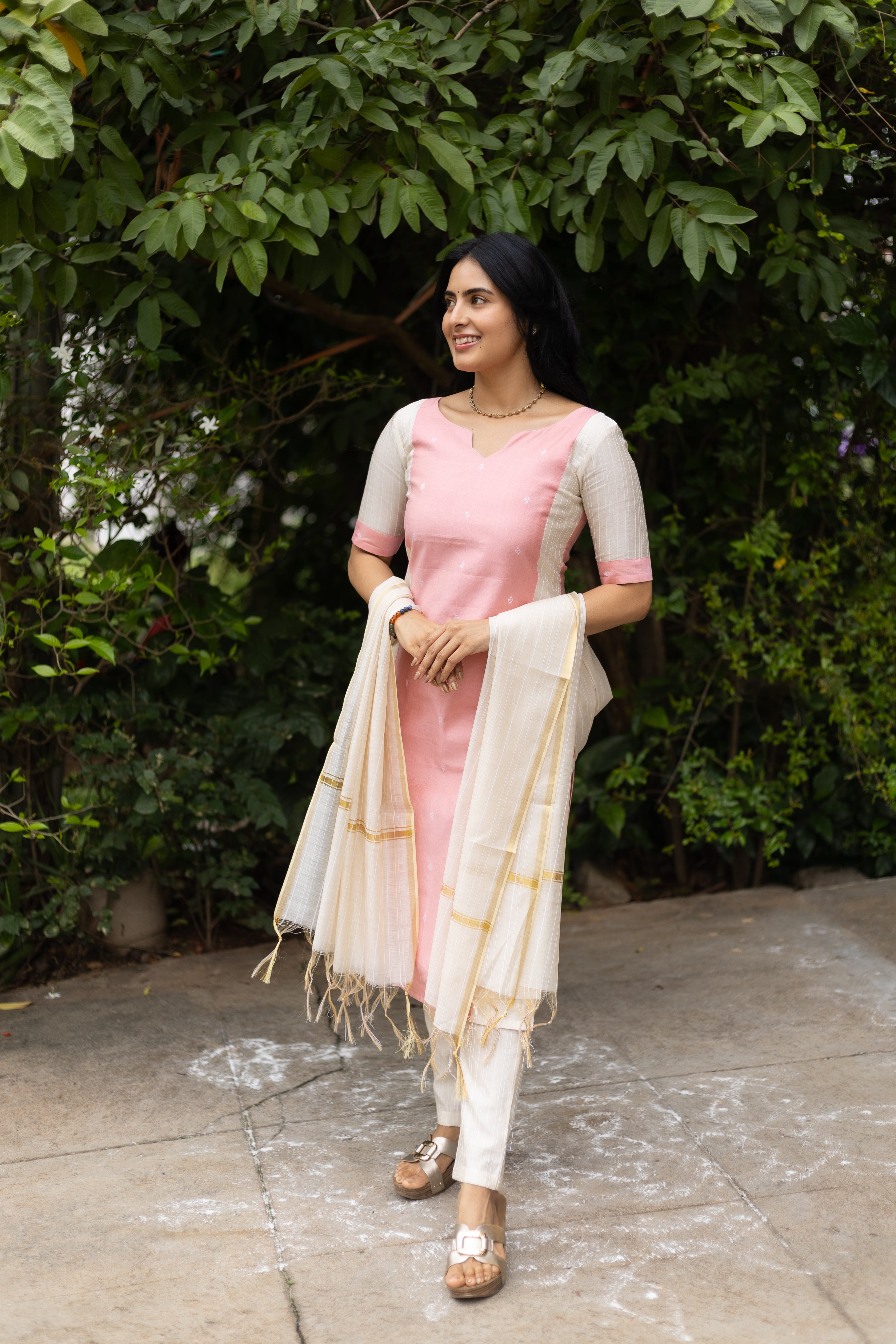 Melina - Pink Butter Silk Kurta Set