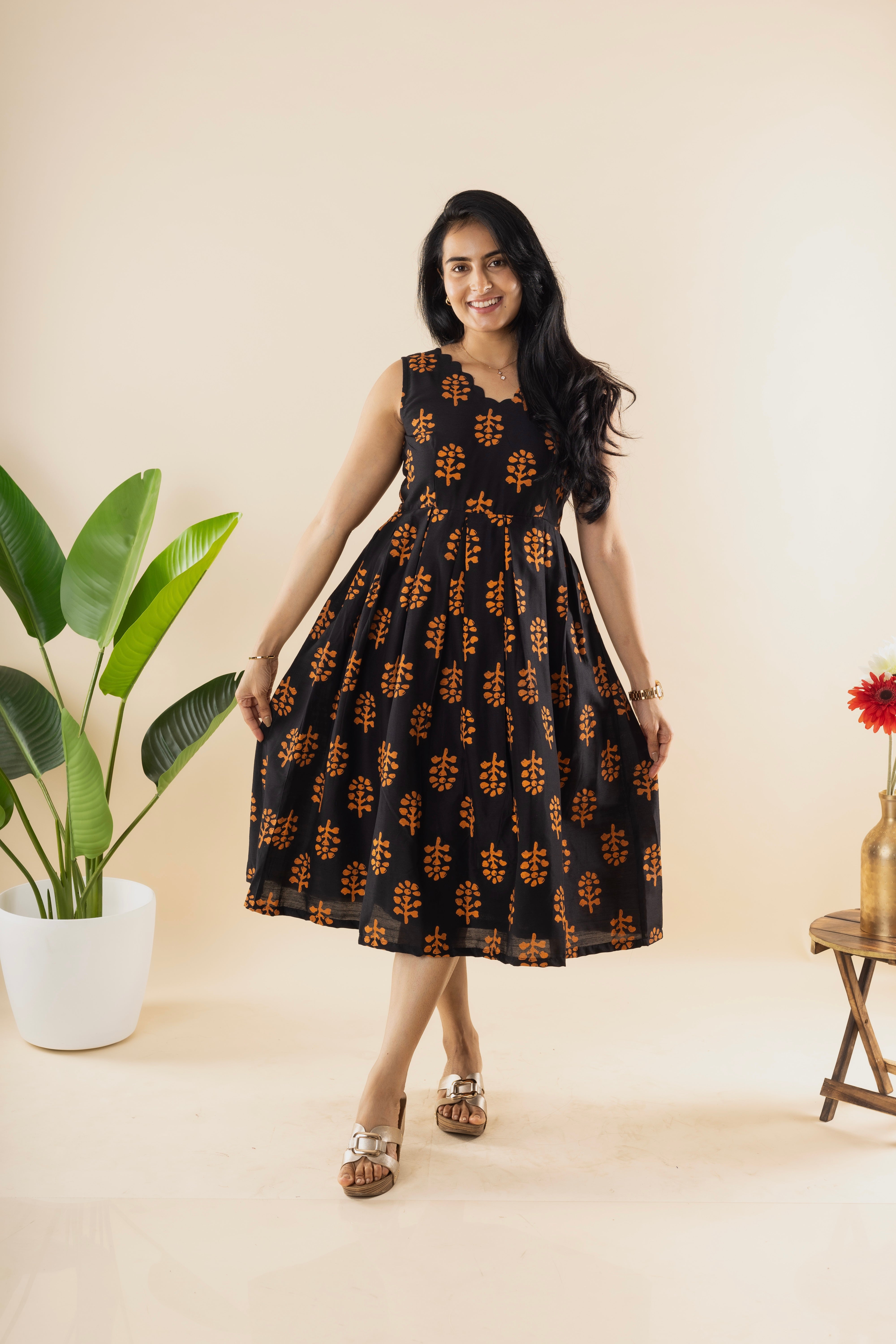 Gorgeous - Black Batik Print Dress