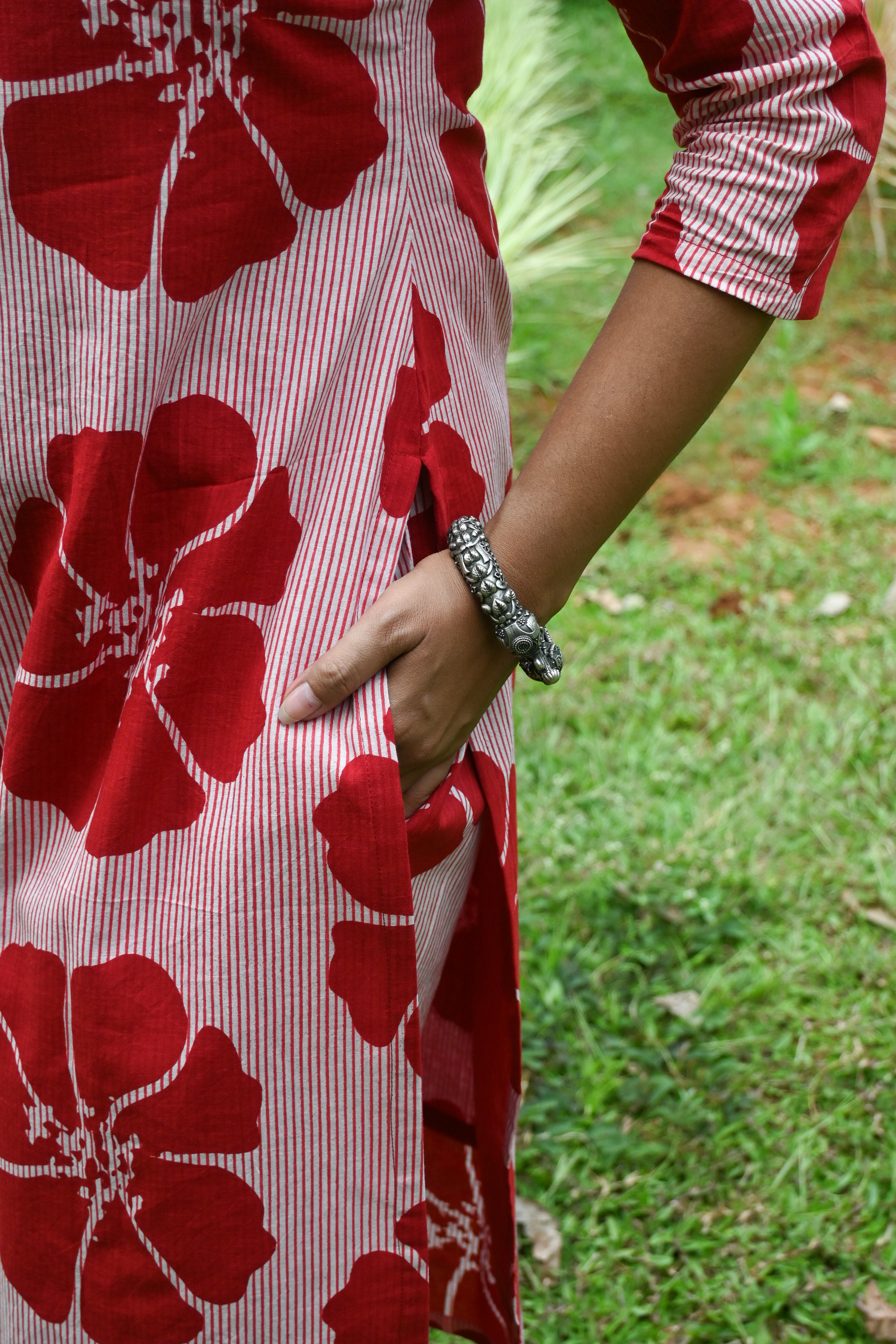 Red Floral Cotton A-Line Co-ord Set