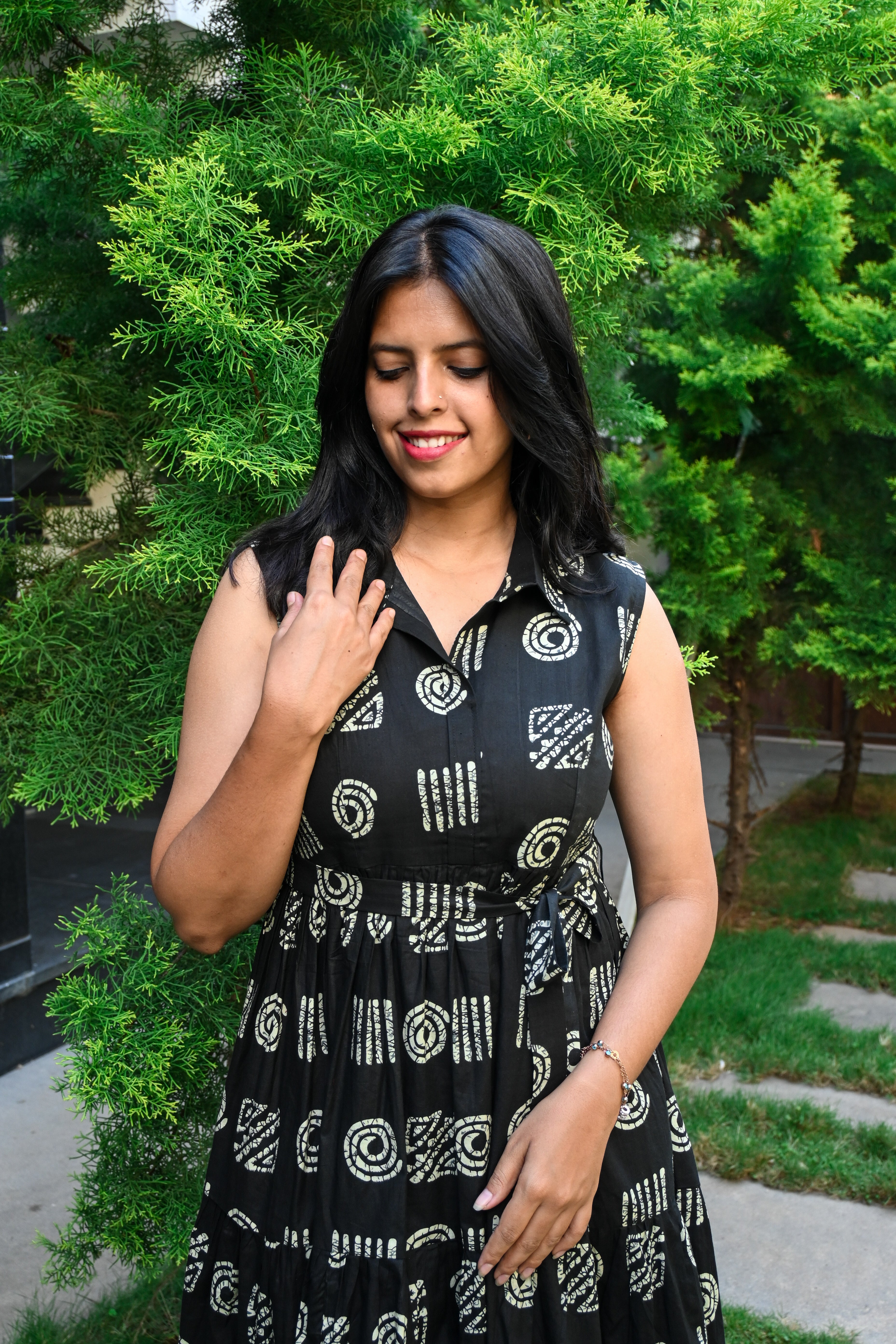 Black Soft Cotton Flared Maxi Dress