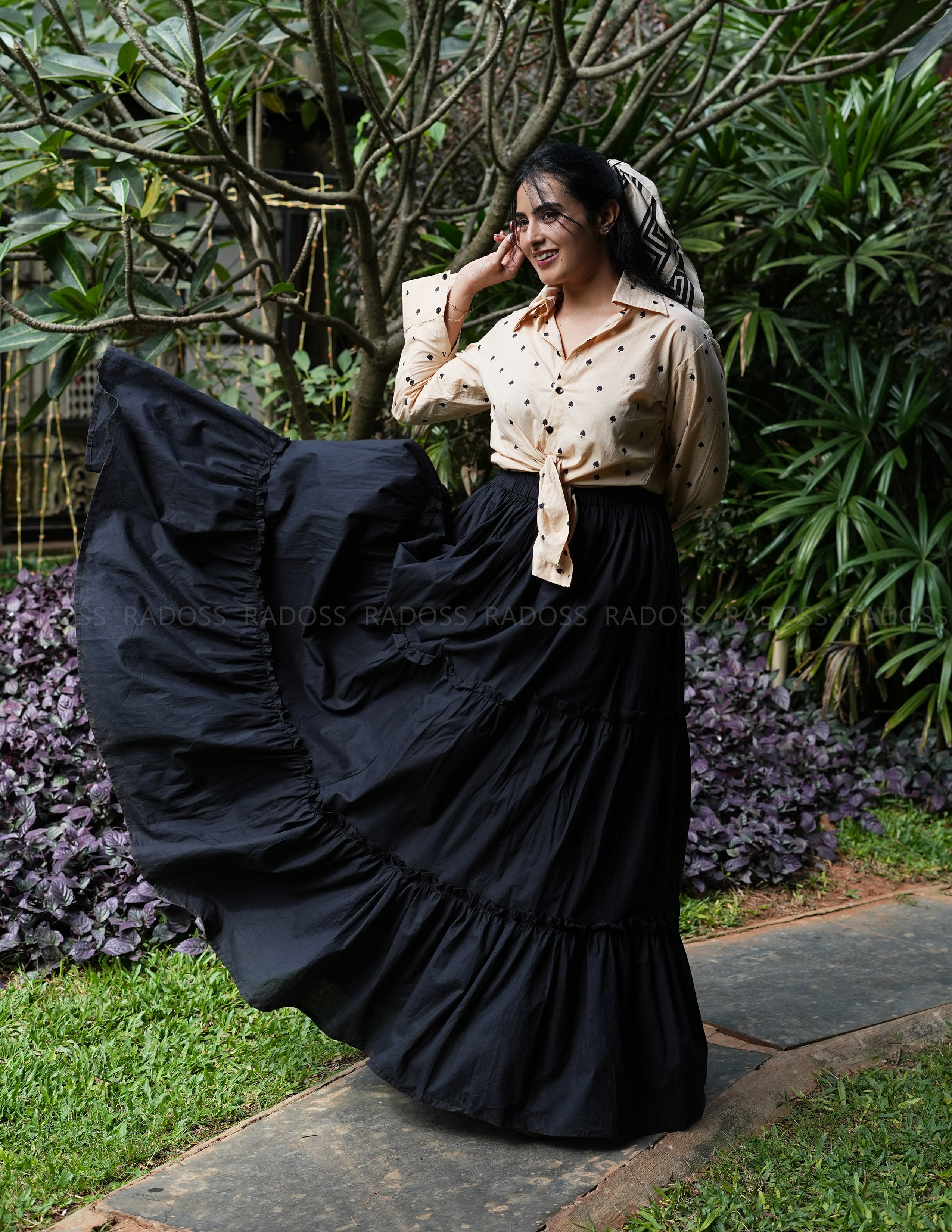 Black 3-Tier Flare Skirt