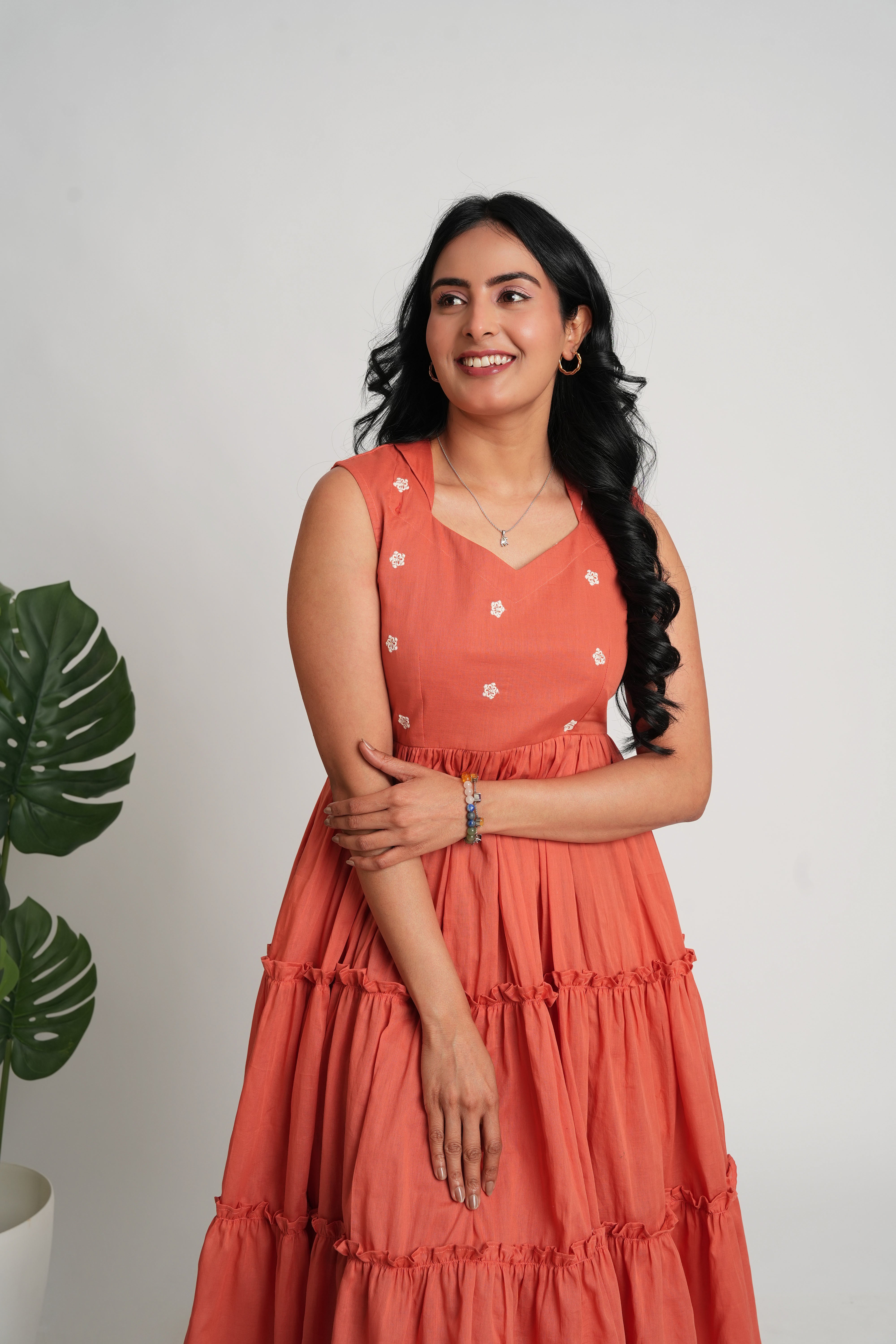 Rust Orange Mul Cotton Dress