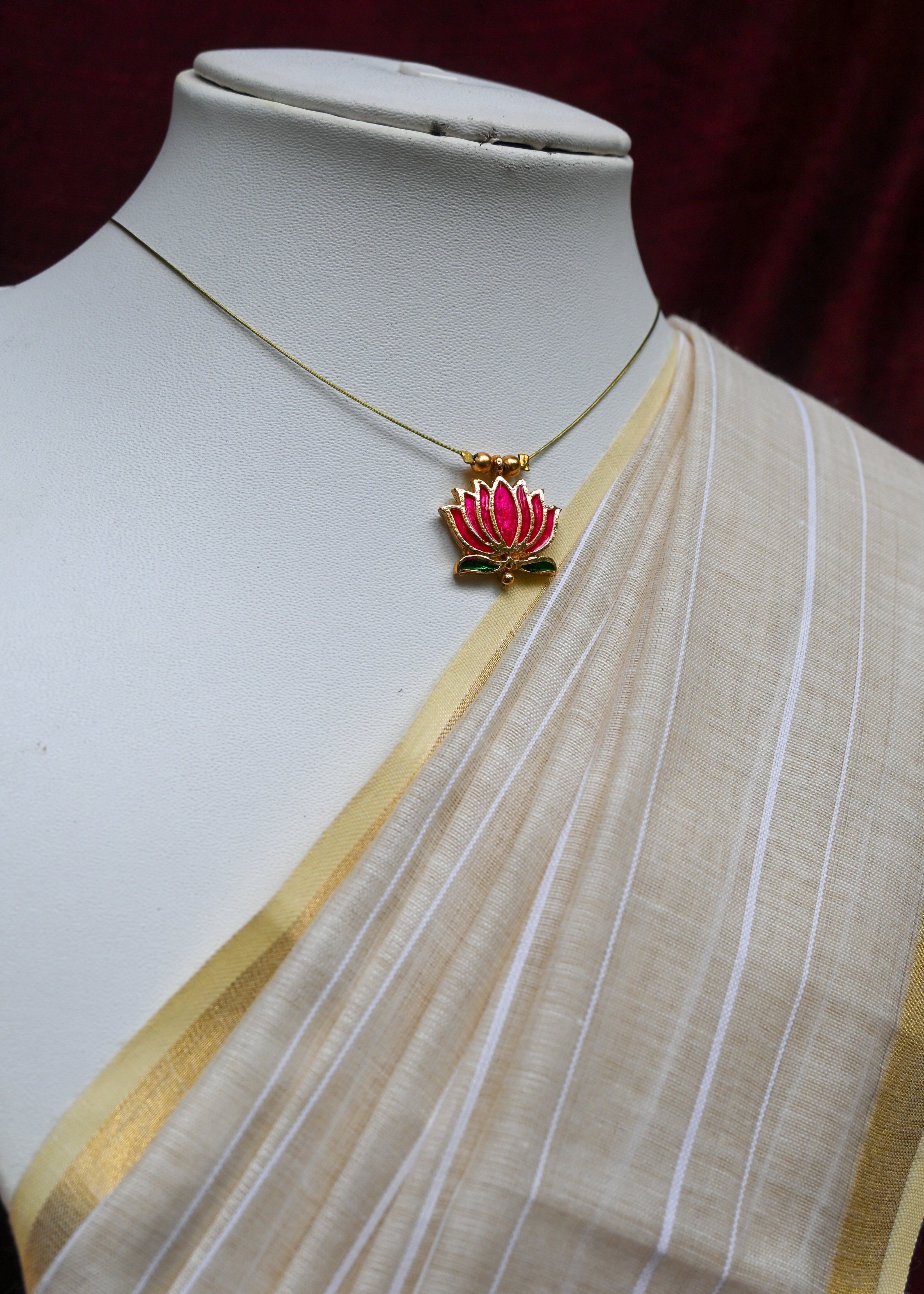 Sahasra - Enamel Lotus Pendant Invisible Chain