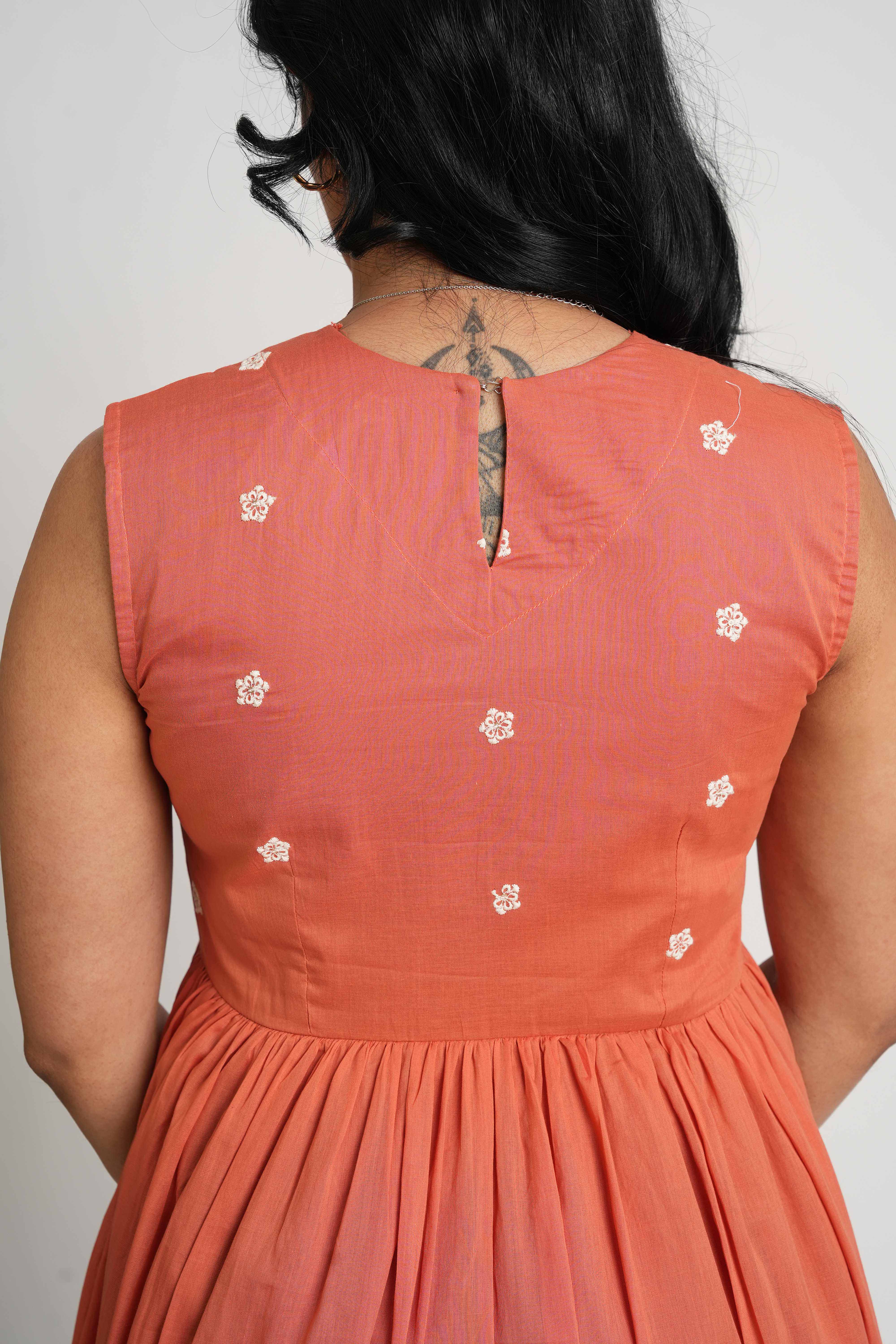 Rust Orange Mul Cotton Dress