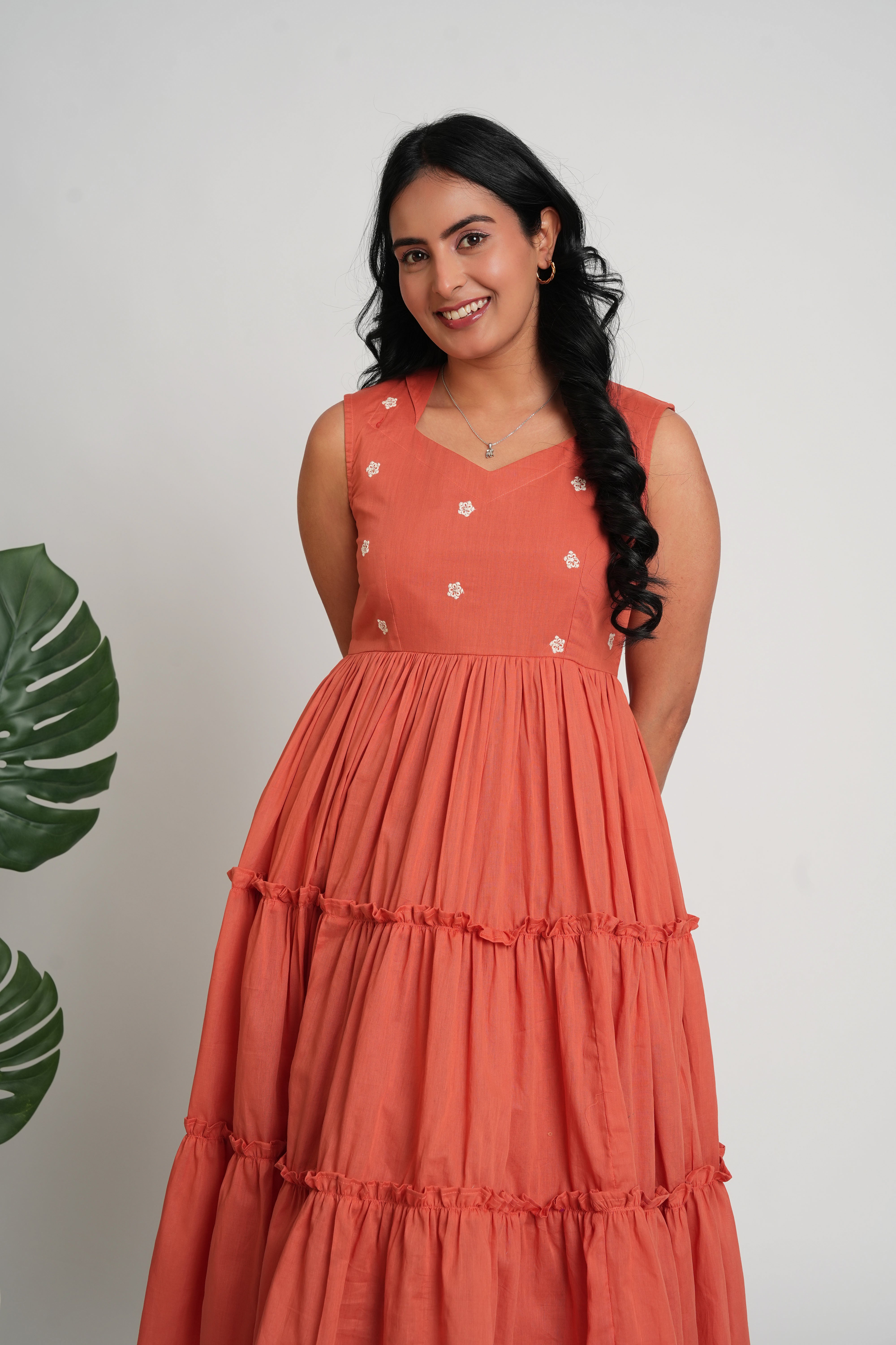 Rust Orange Mul Cotton Dress