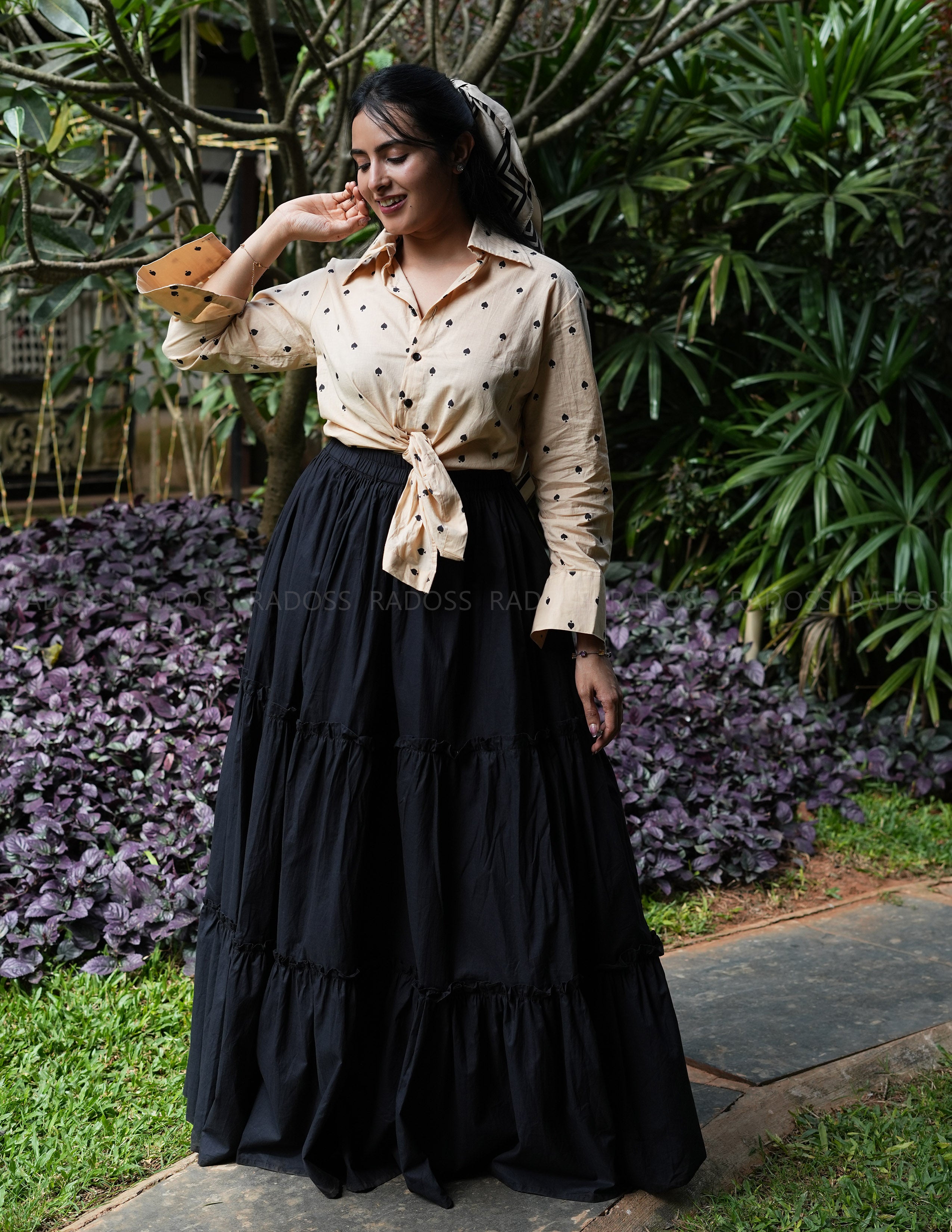 Black 3-Tier Flare Skirt