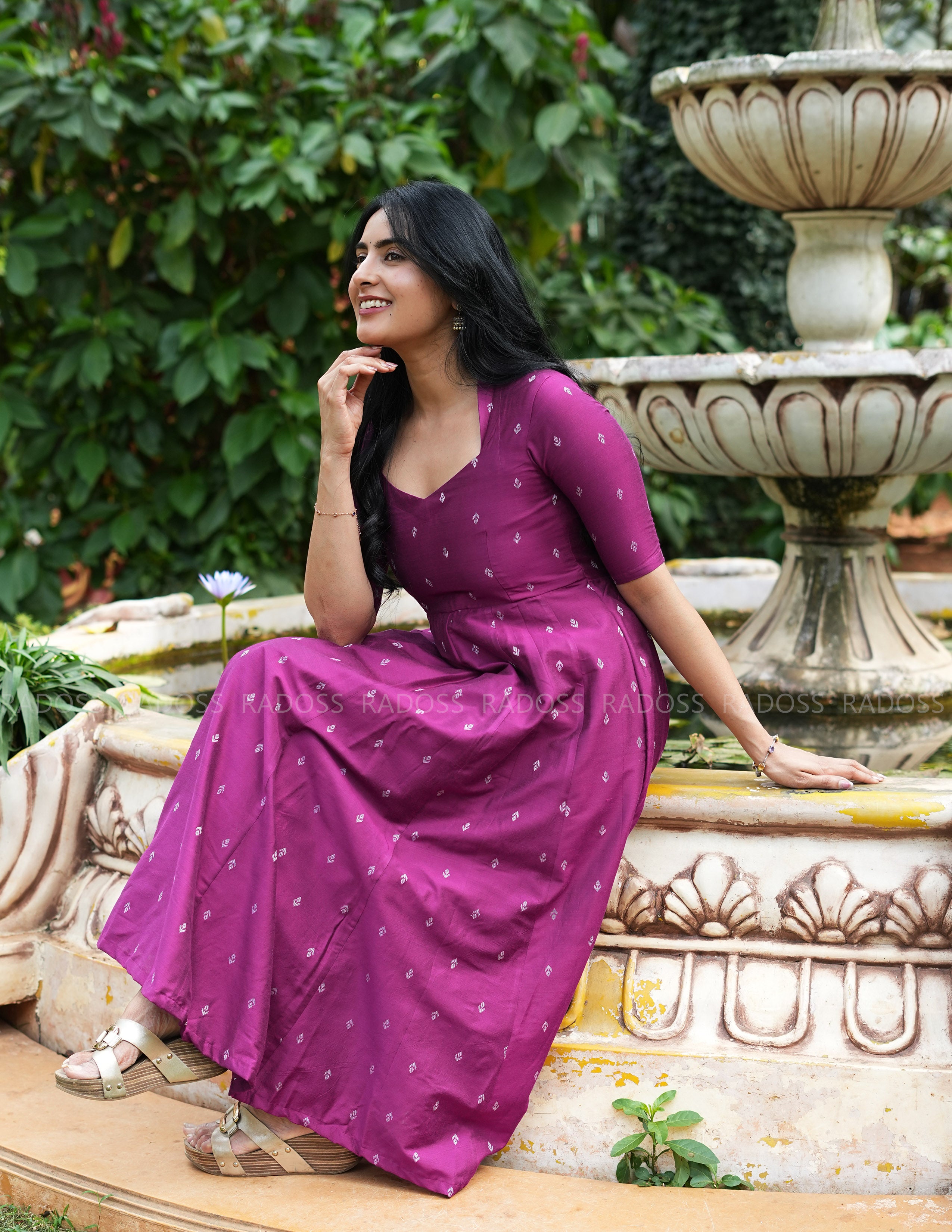 Magenta Semi Silk Kali Dress