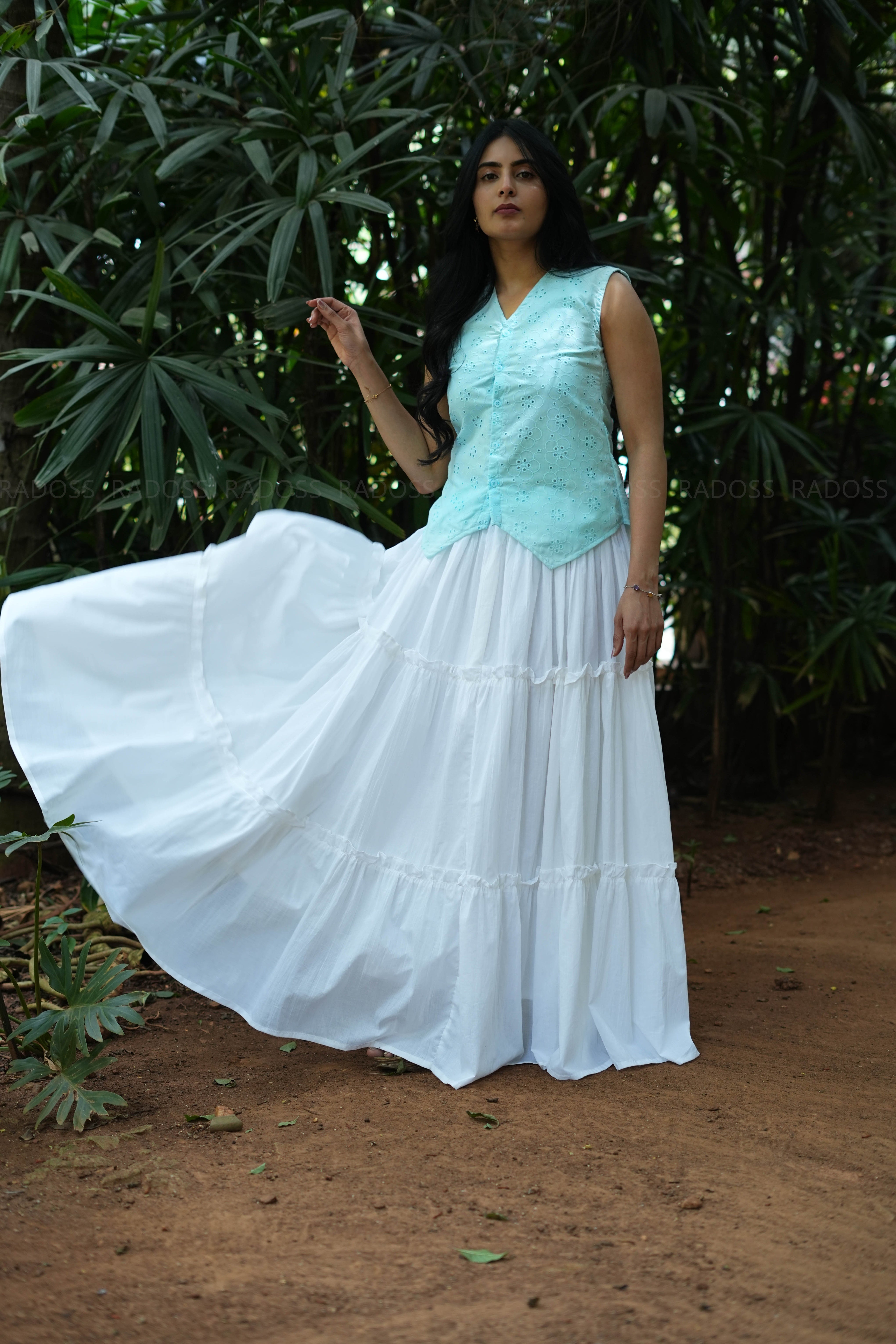 White 3-Tier Flare Skirt