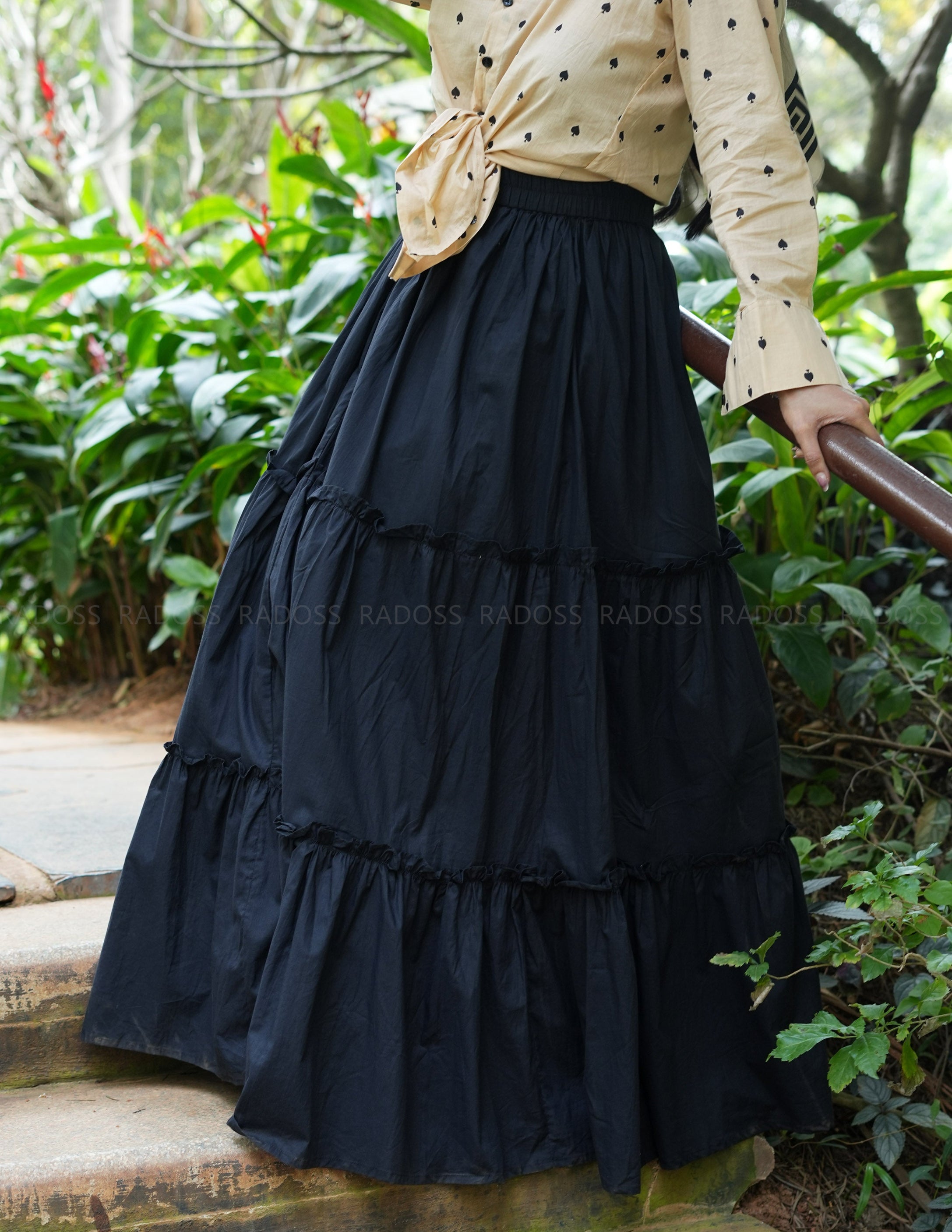 Black 3-Tier Flare Skirt