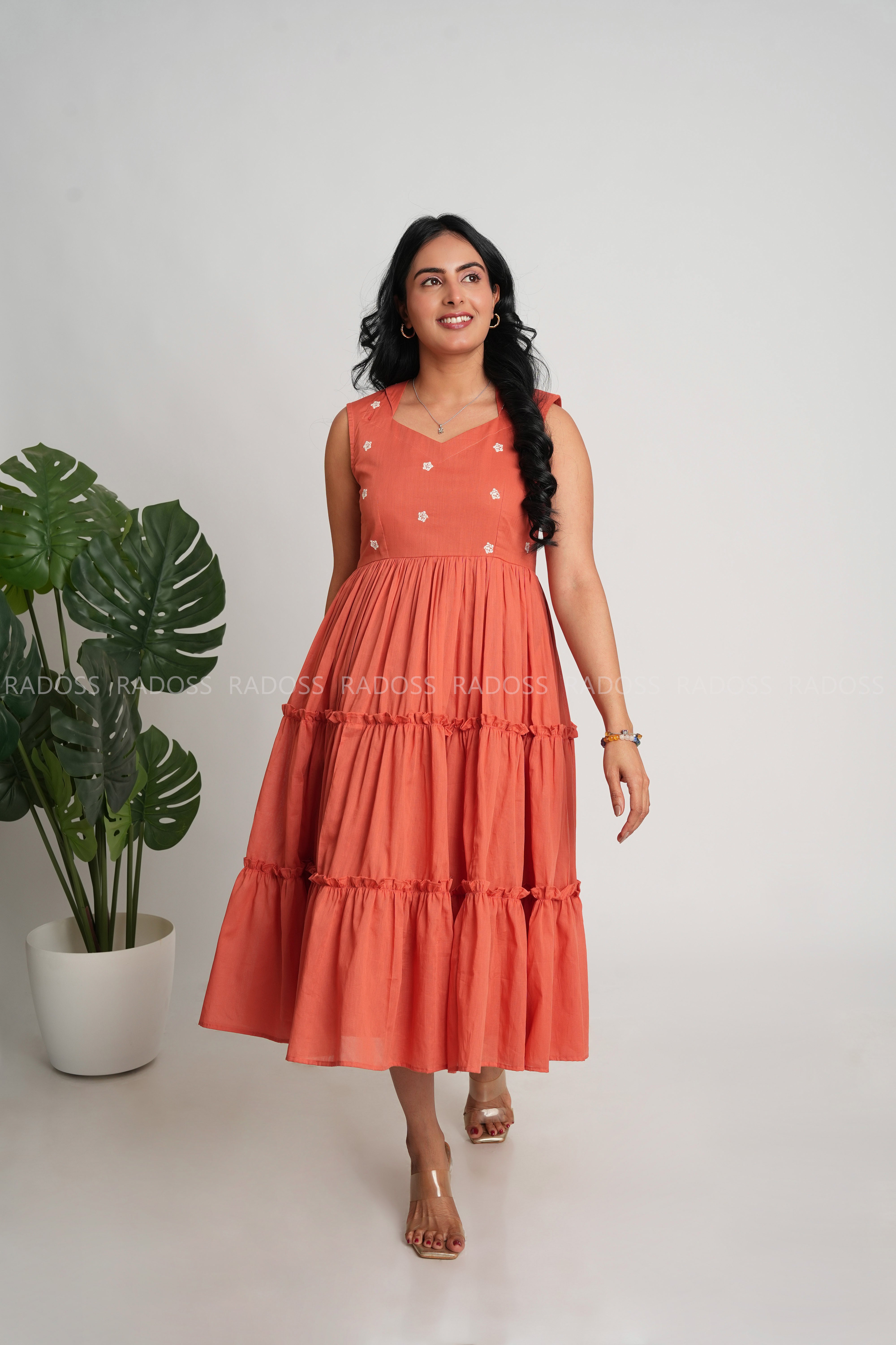 Rust Orange Mul Cotton Dress